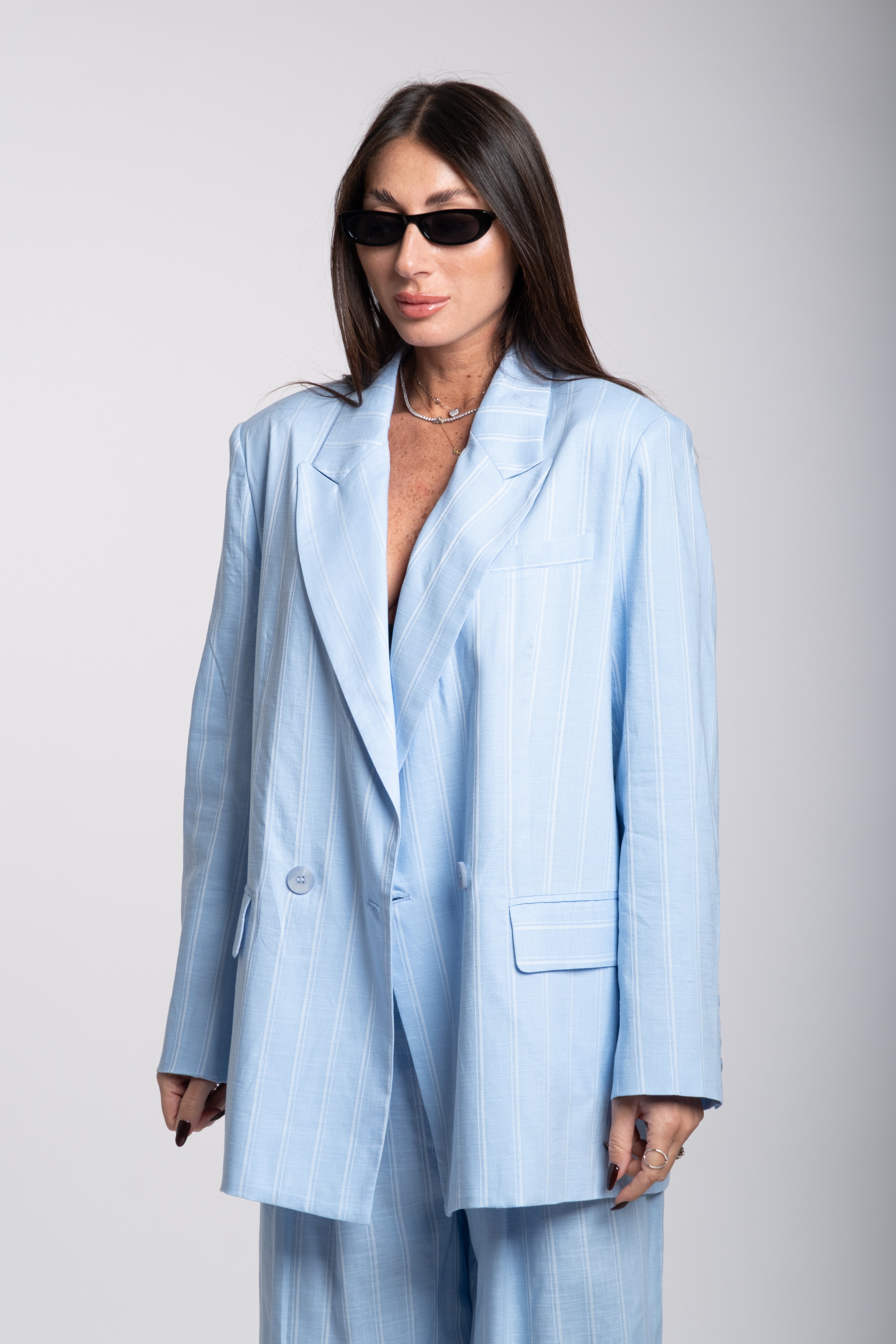 tailleur Lumina misto lino celeste