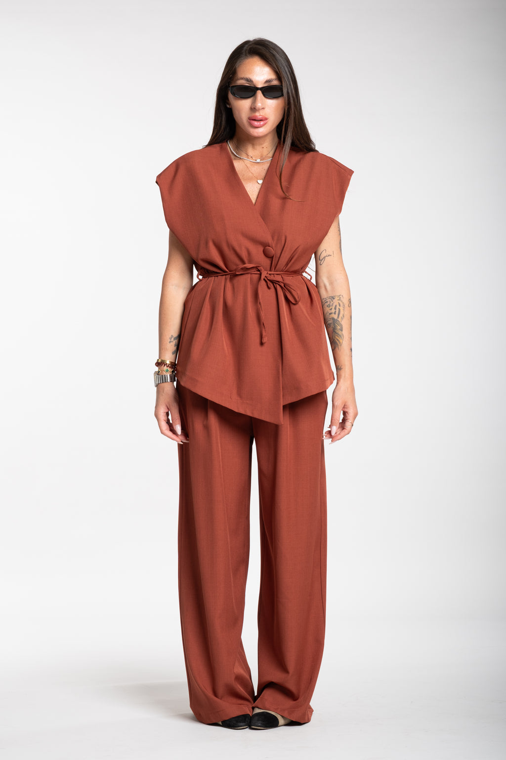 Tailleur smanicato ruggine