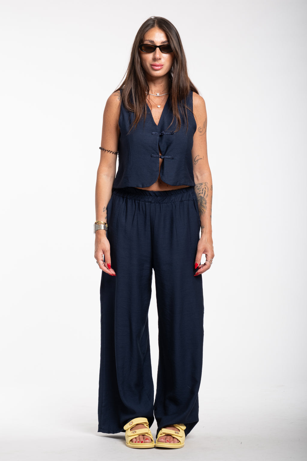 Coordinato smanicato blu