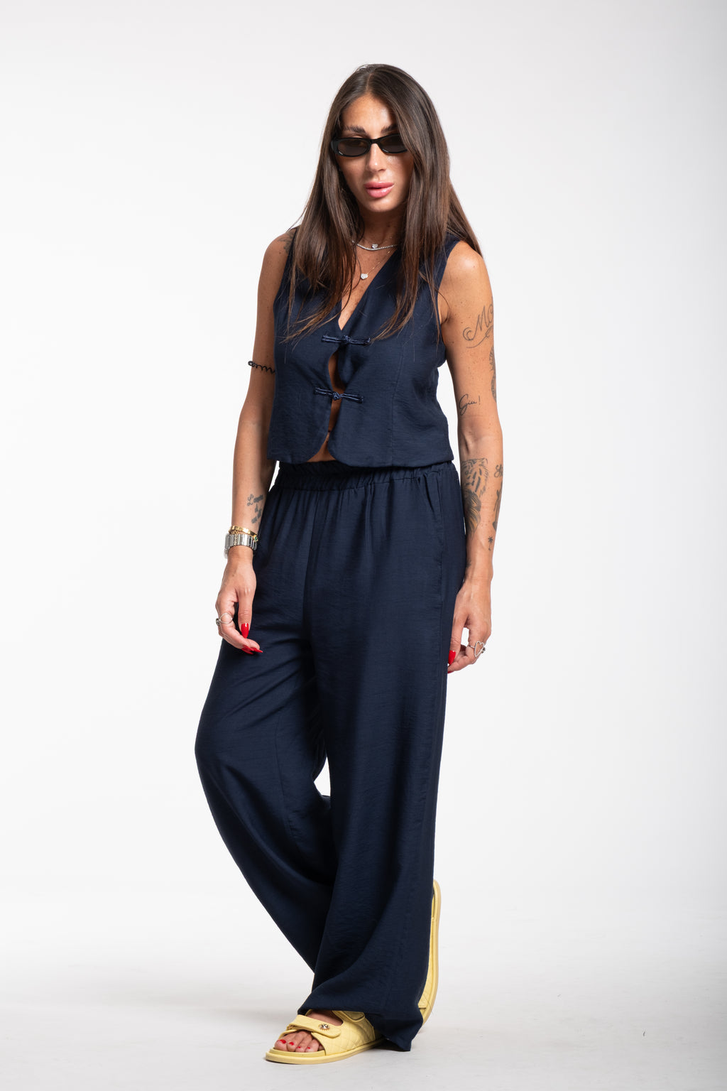 Coordinato smanicato blu