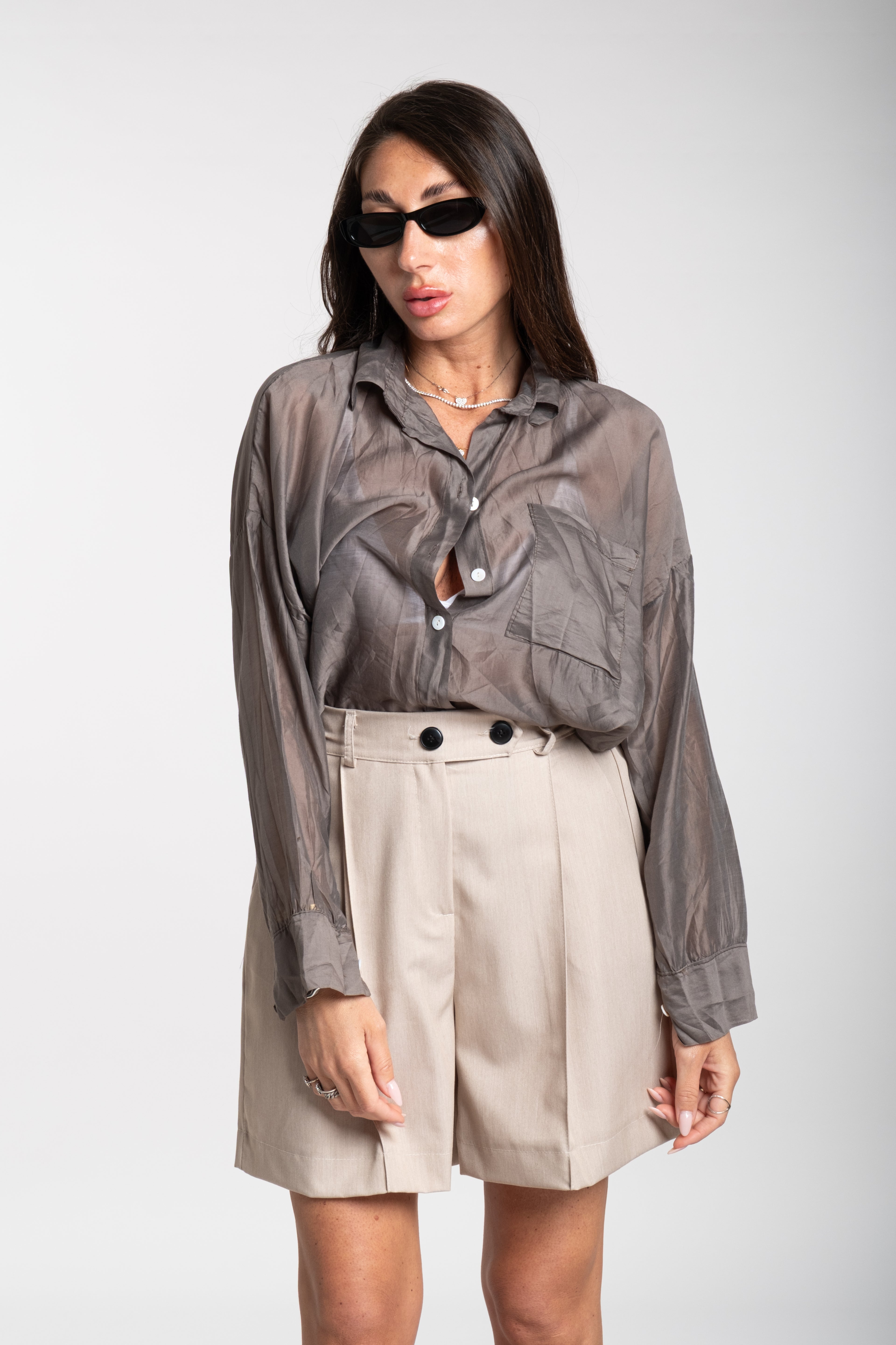 Camicia fiammata grigia