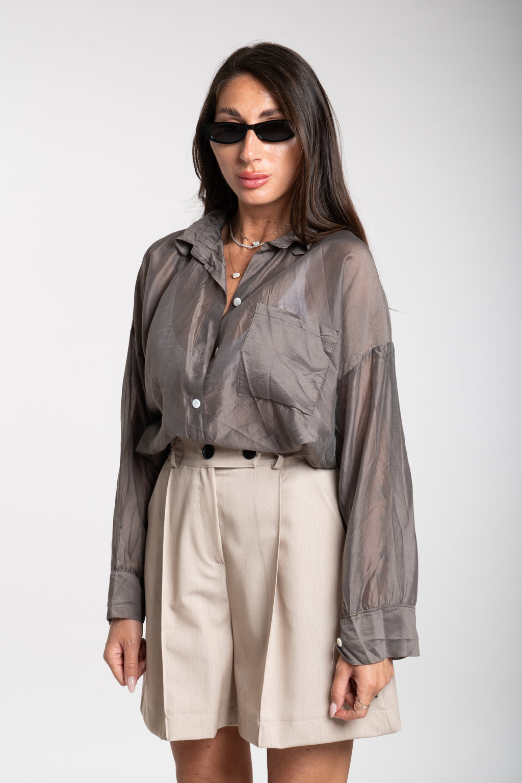 Camicia fiammata grigia