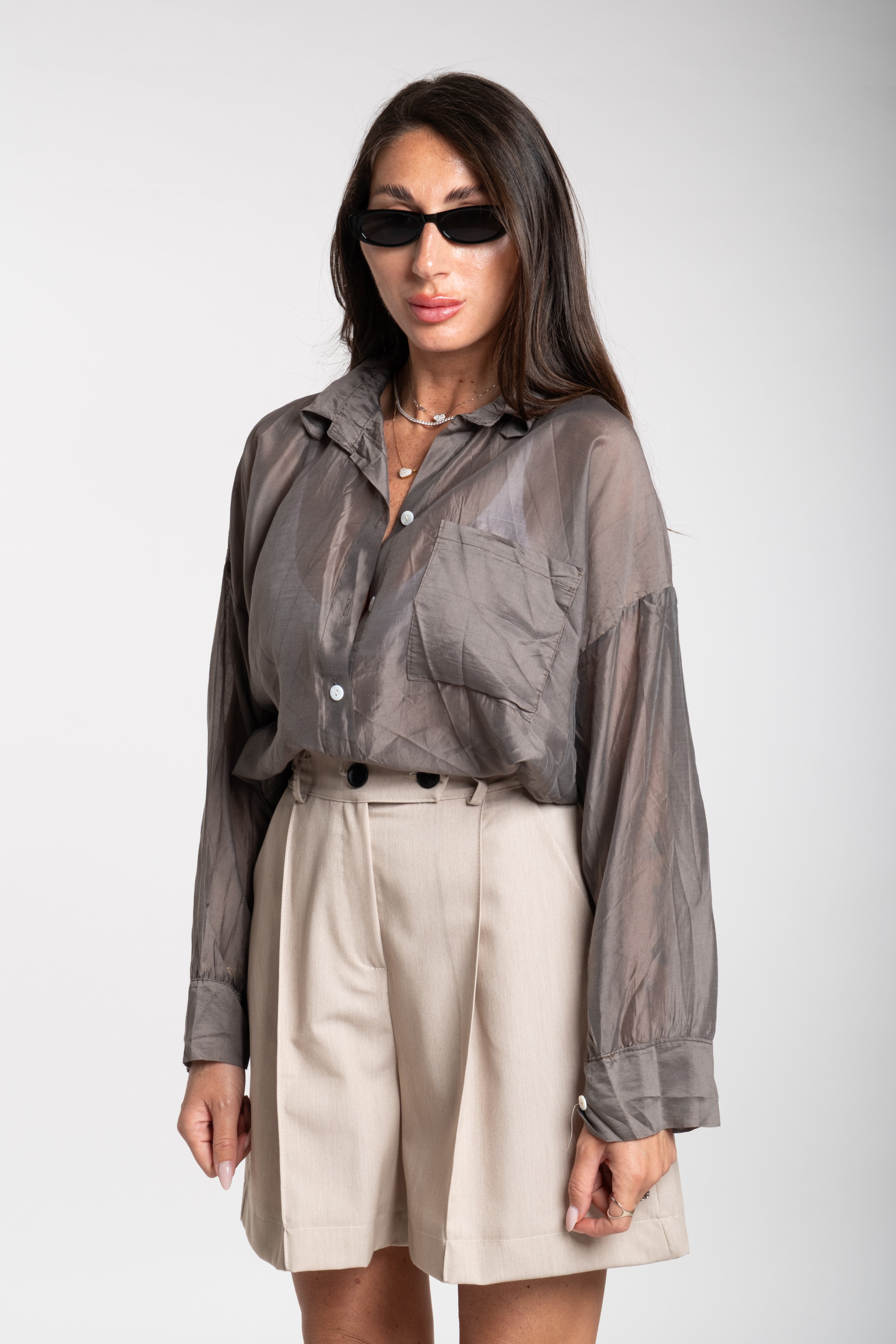 Camicia fiammata grigia