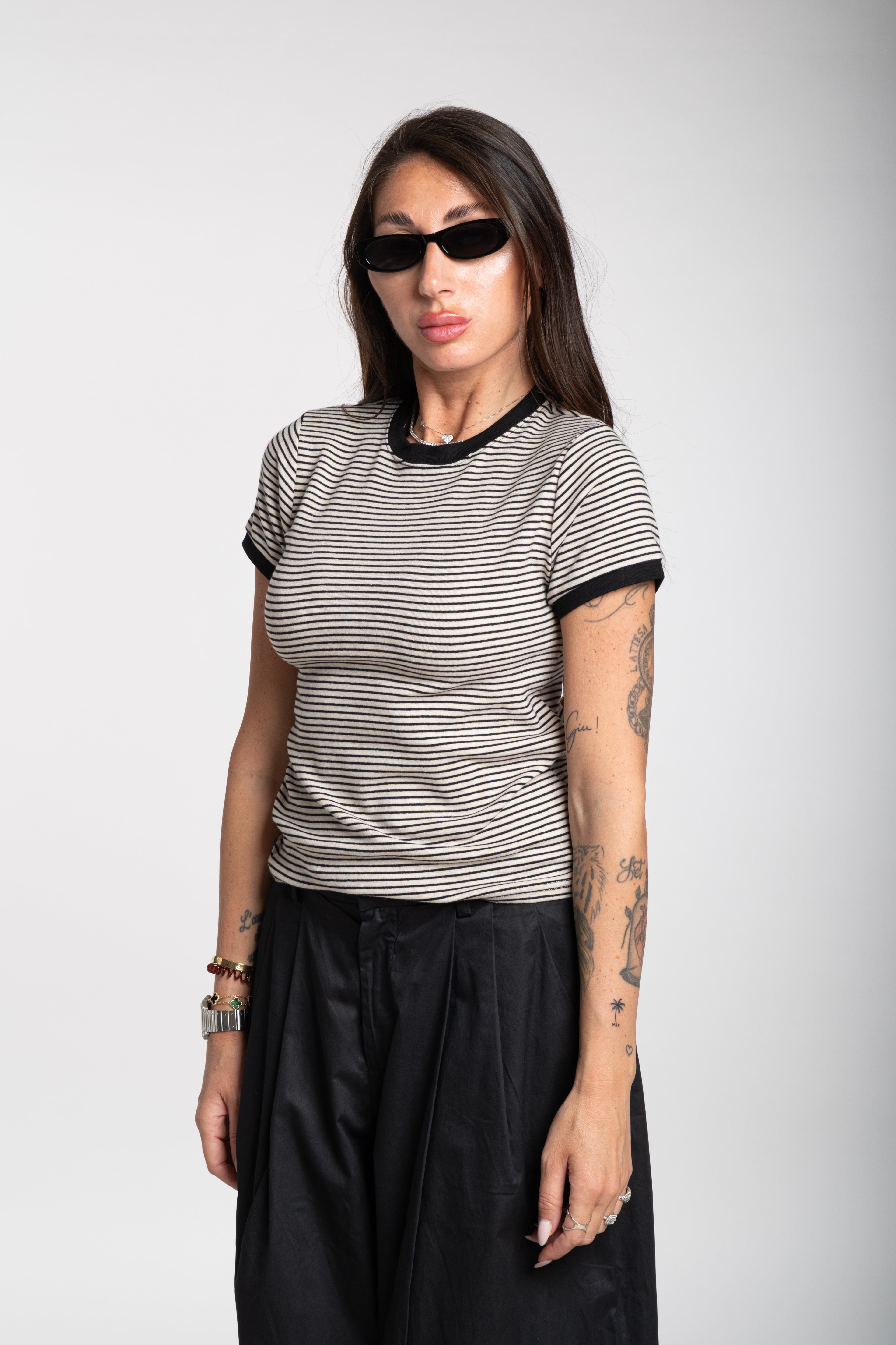 Maglia my star beige righe nere