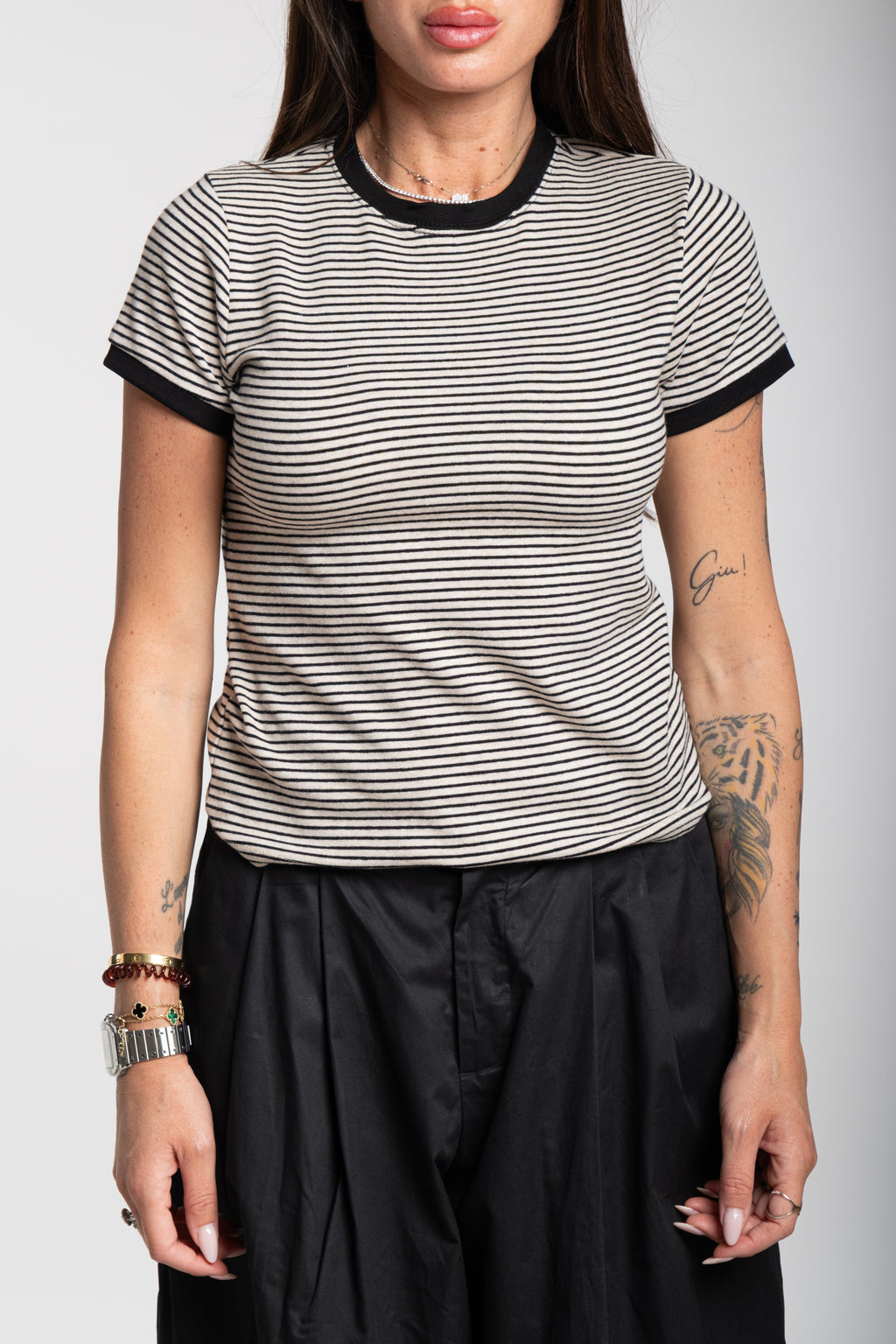 Maglia my star beige righe nere
