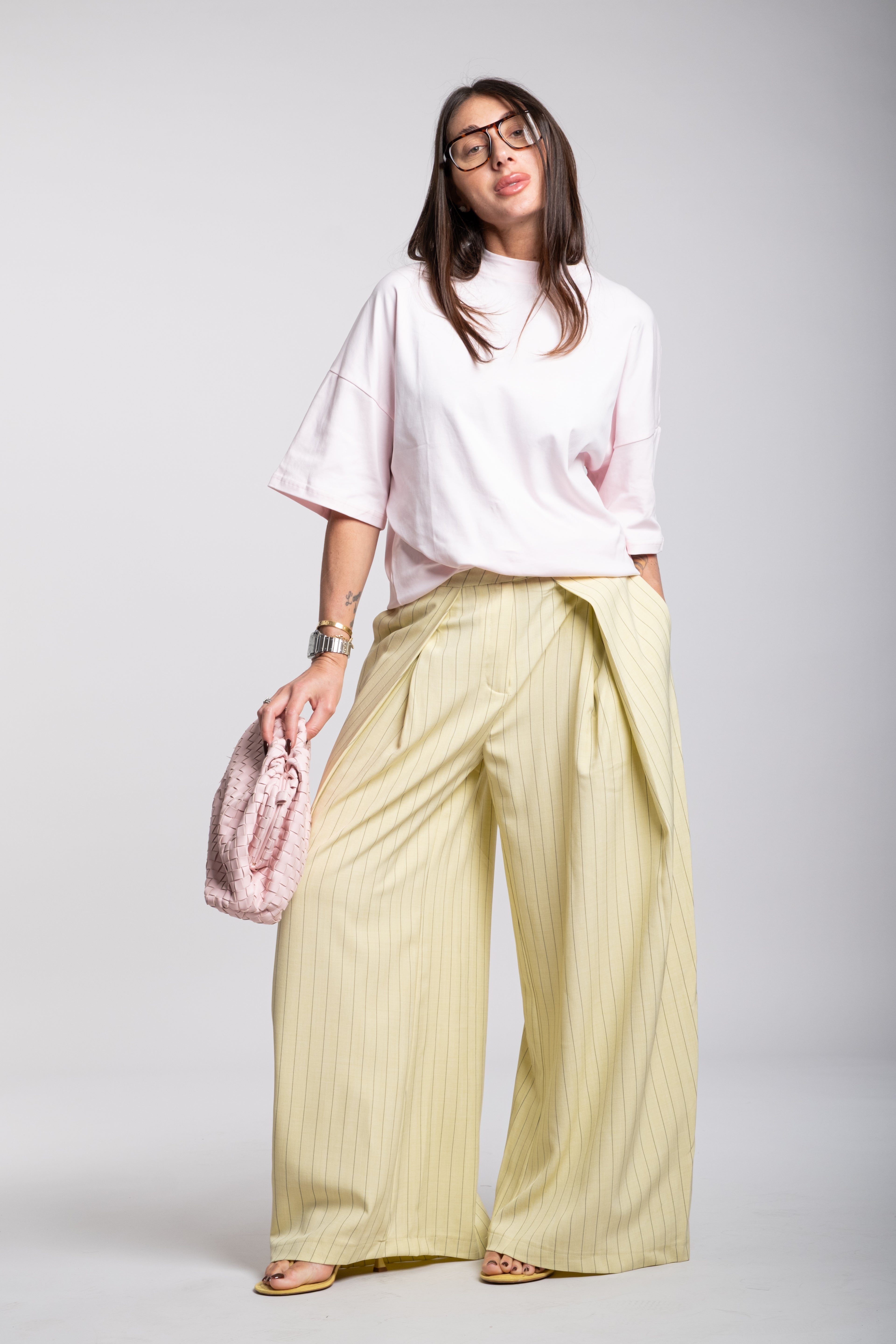 Pantalone margela gessato giallo
