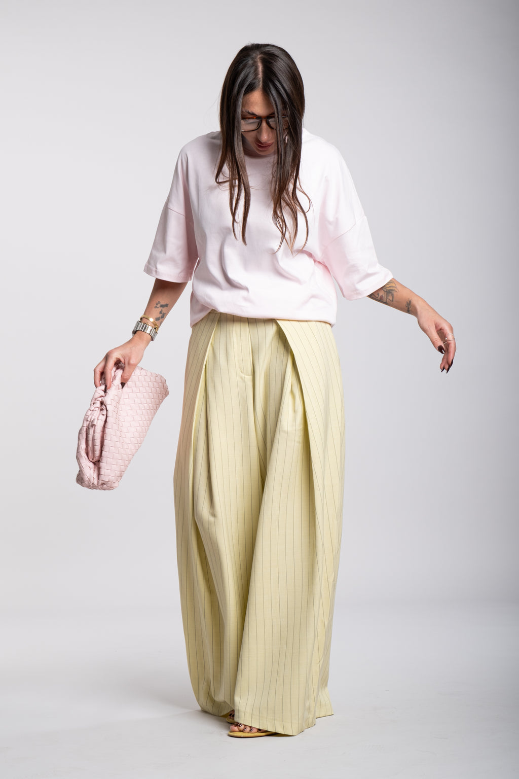 Pantalone margela gessato giallo