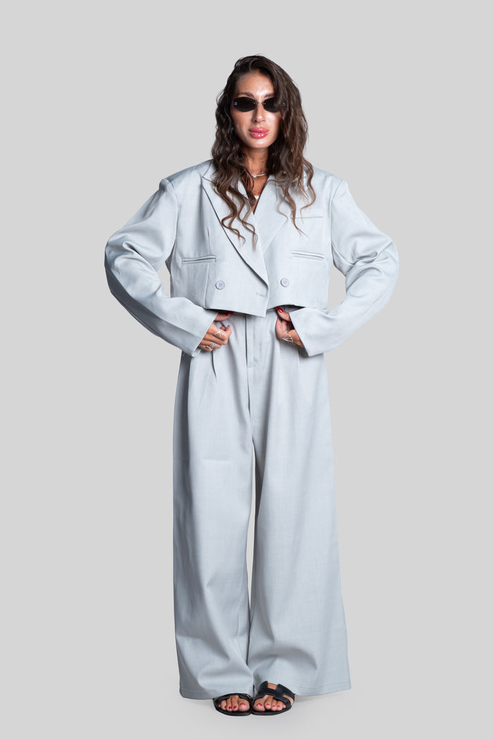 Tailleur crop grigio