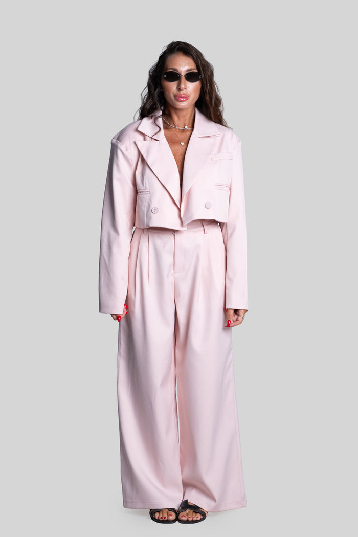 Tailleur crop rosa
