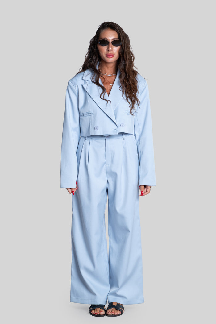 Tailleur crop celeste