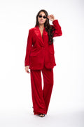 Tailleur velluto liscio rosso
