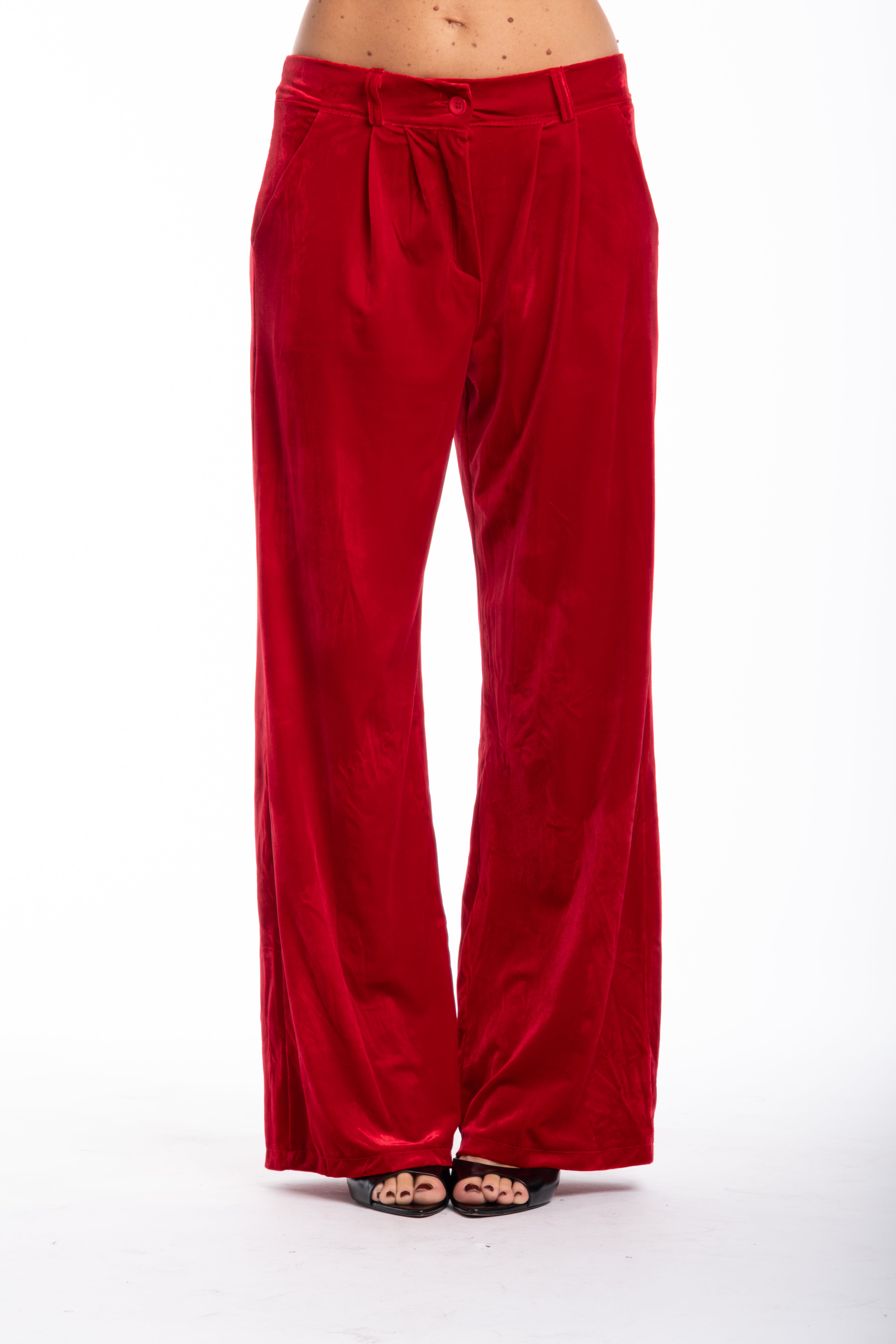 Tailleur velluto liscio rosso