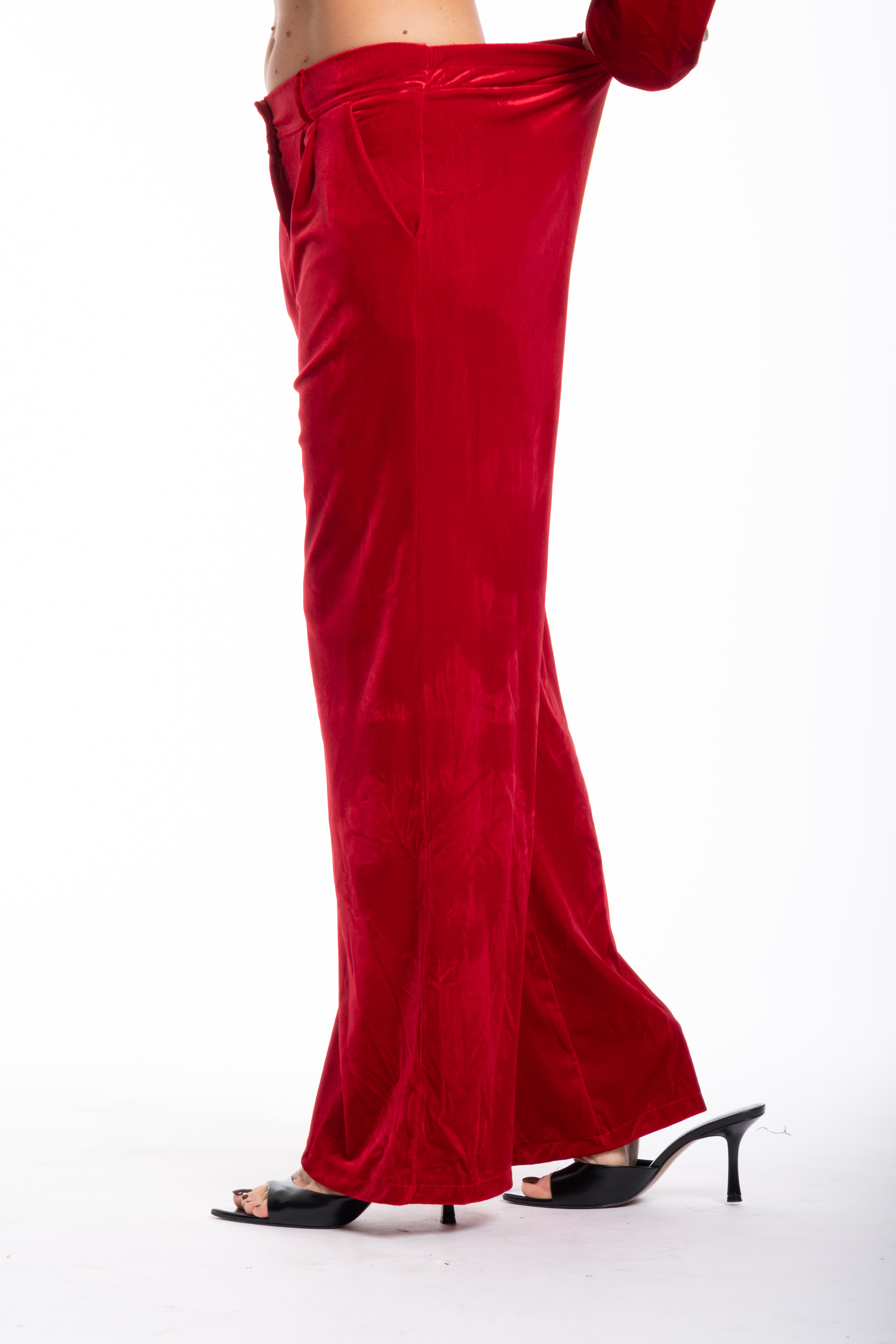 Tailleur velluto liscio rosso