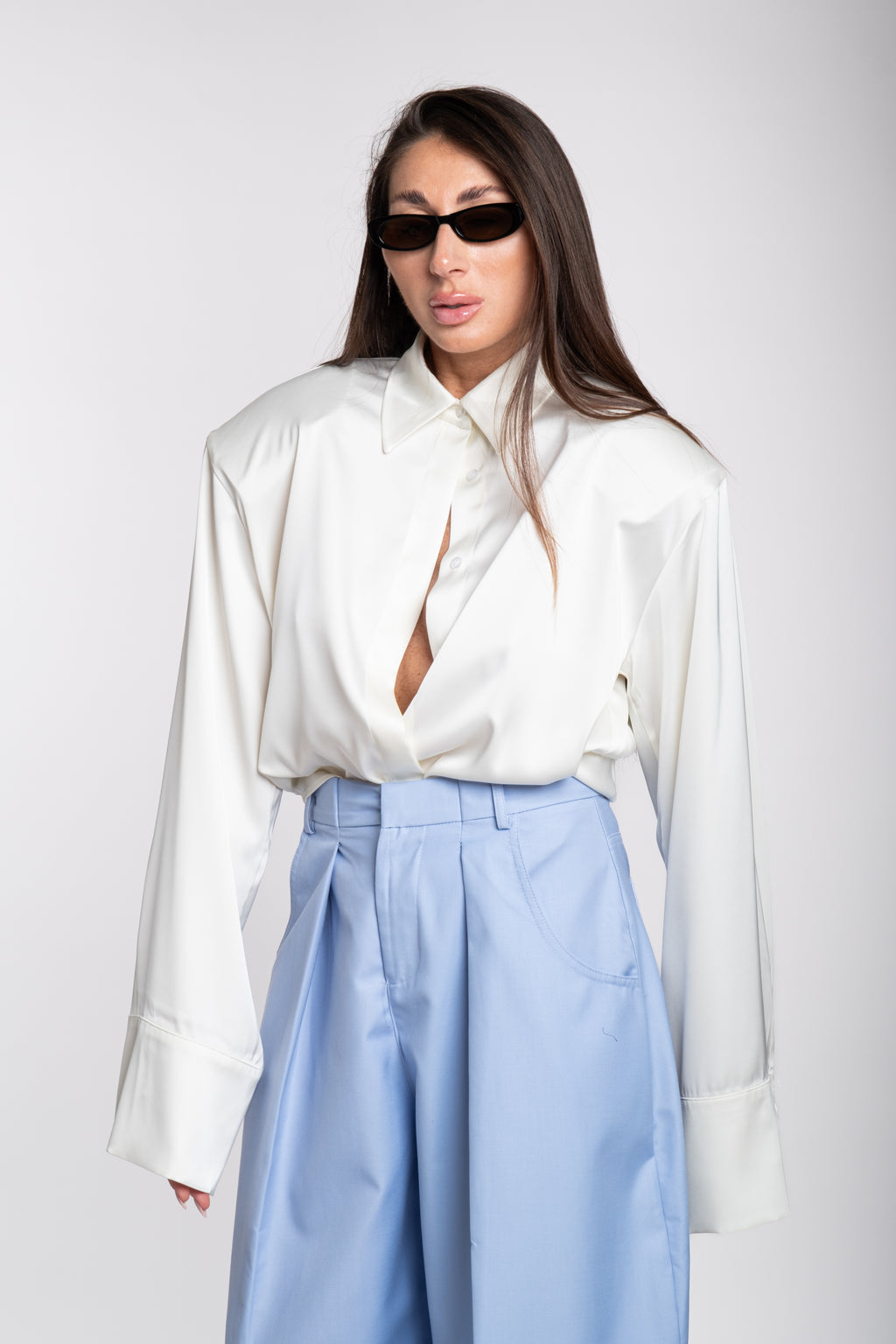 Camicia oxford satin bianca