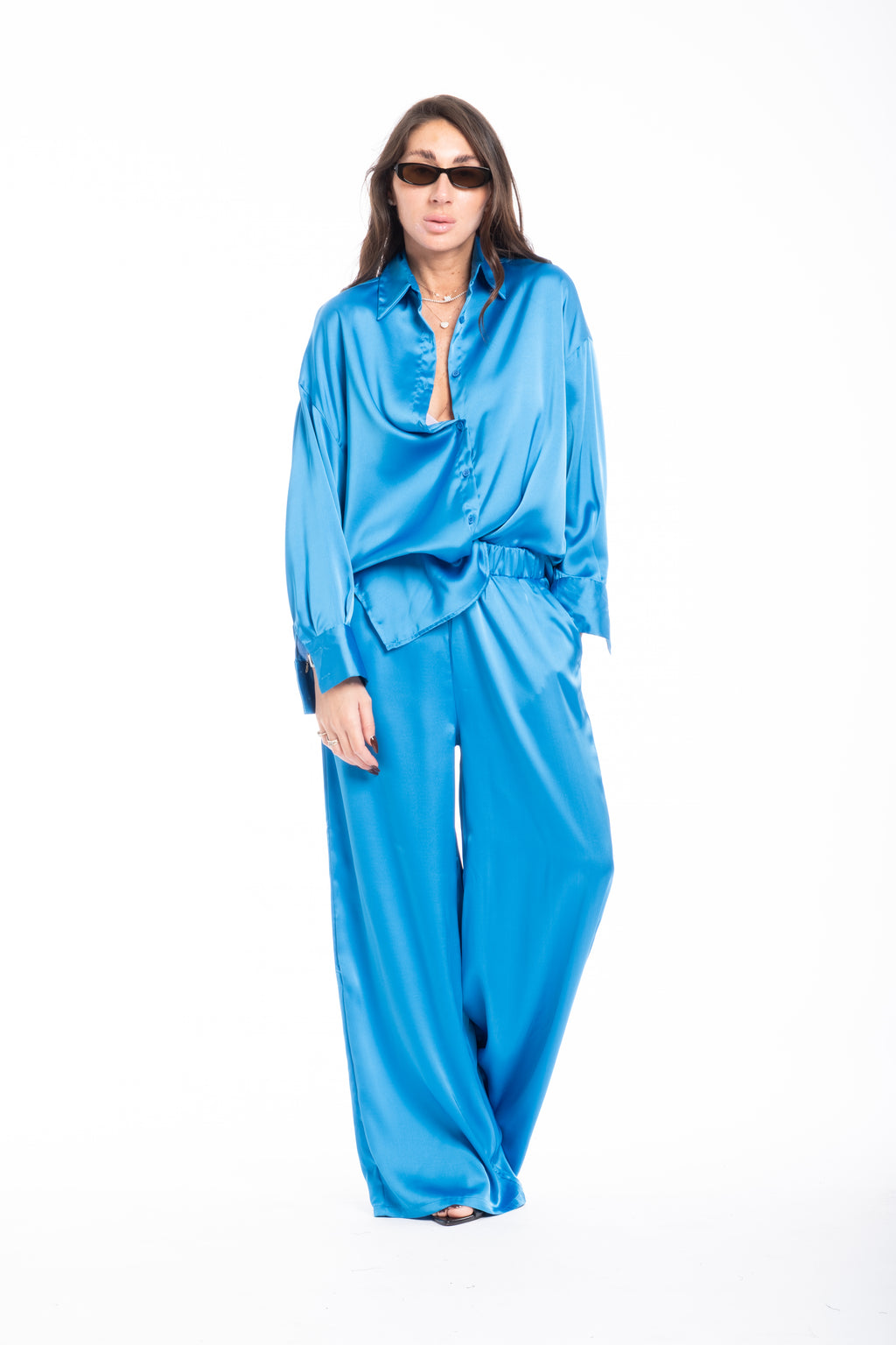 Coordinato satin celeste