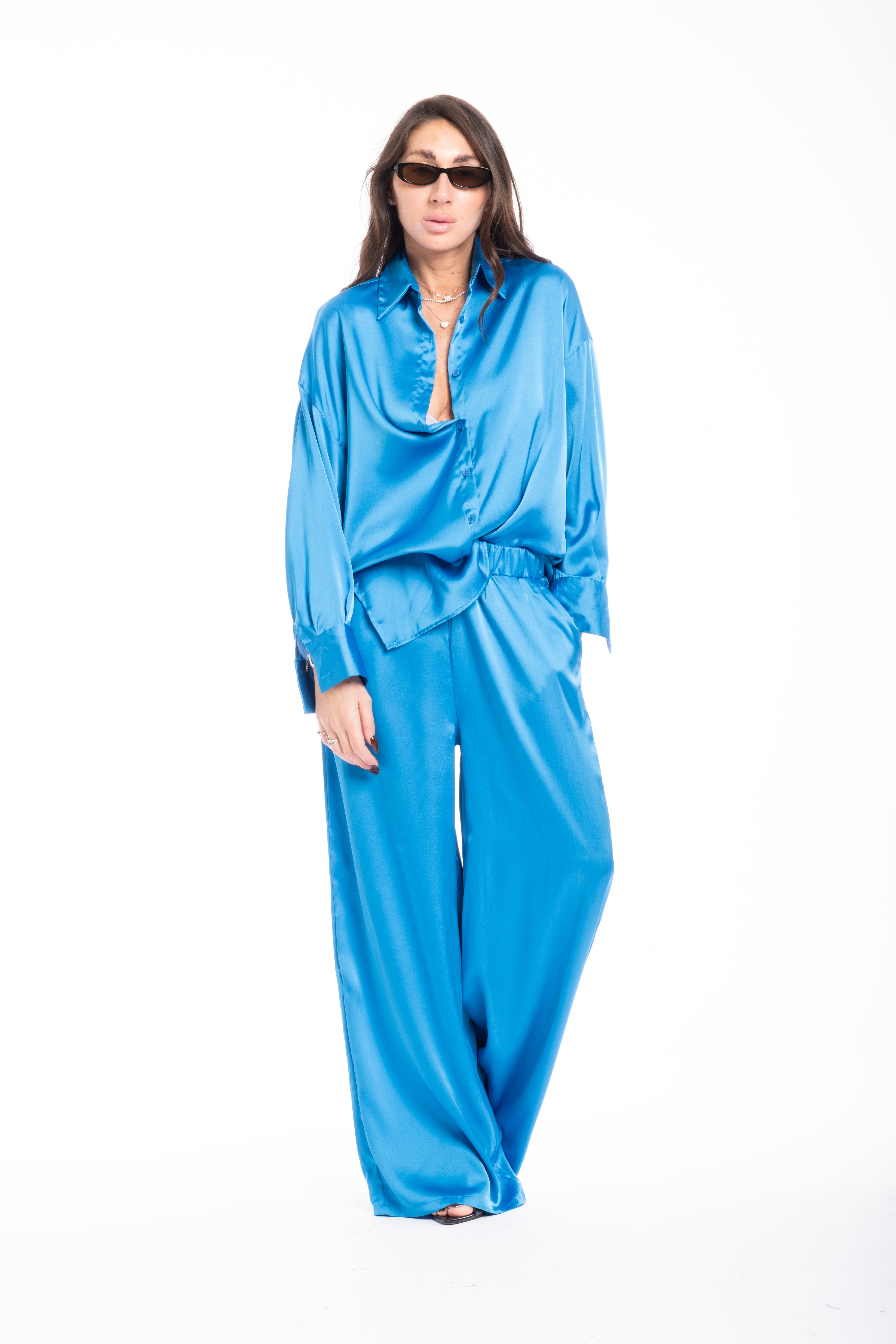 Coordinato satin celeste