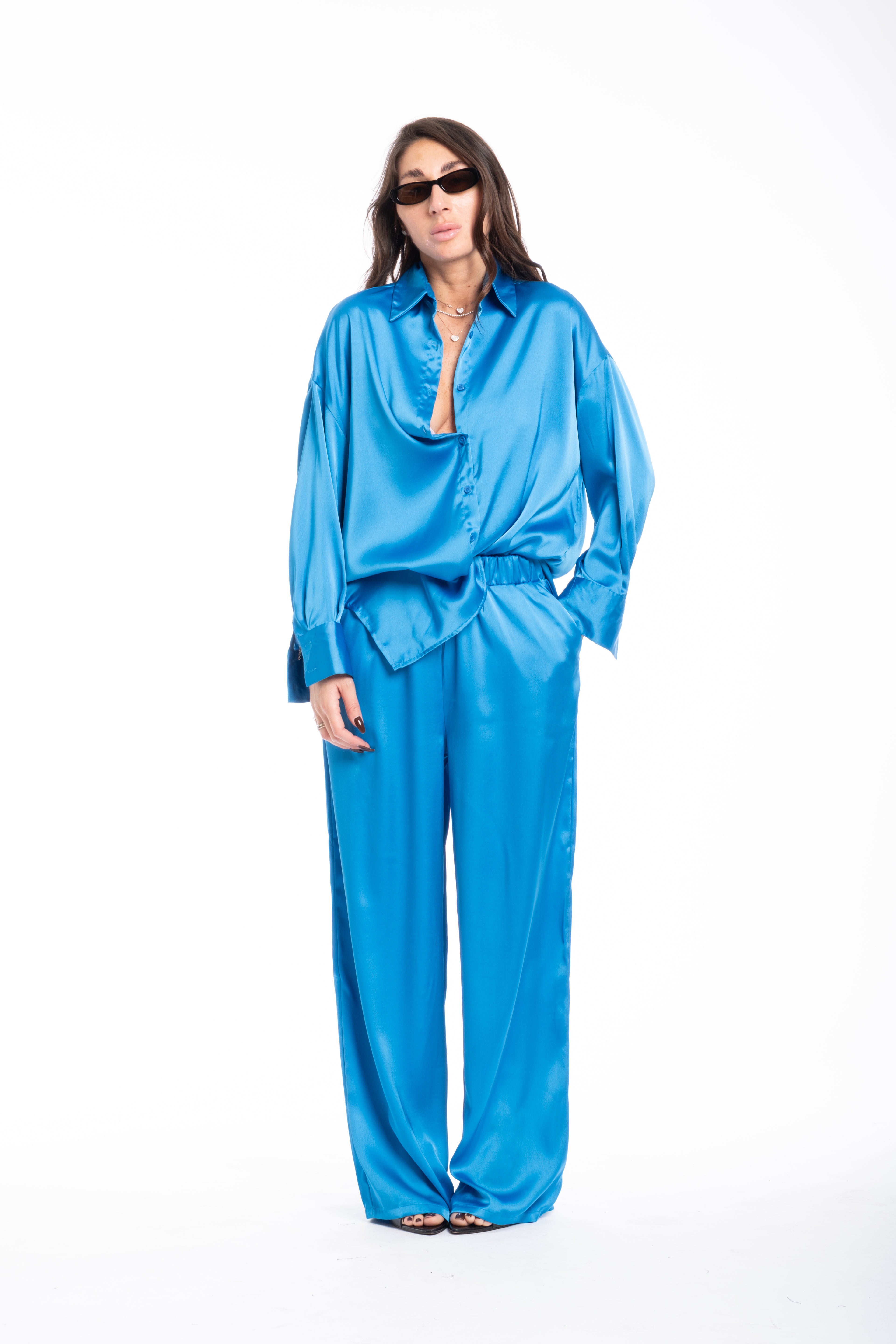 Coordinato satin celeste