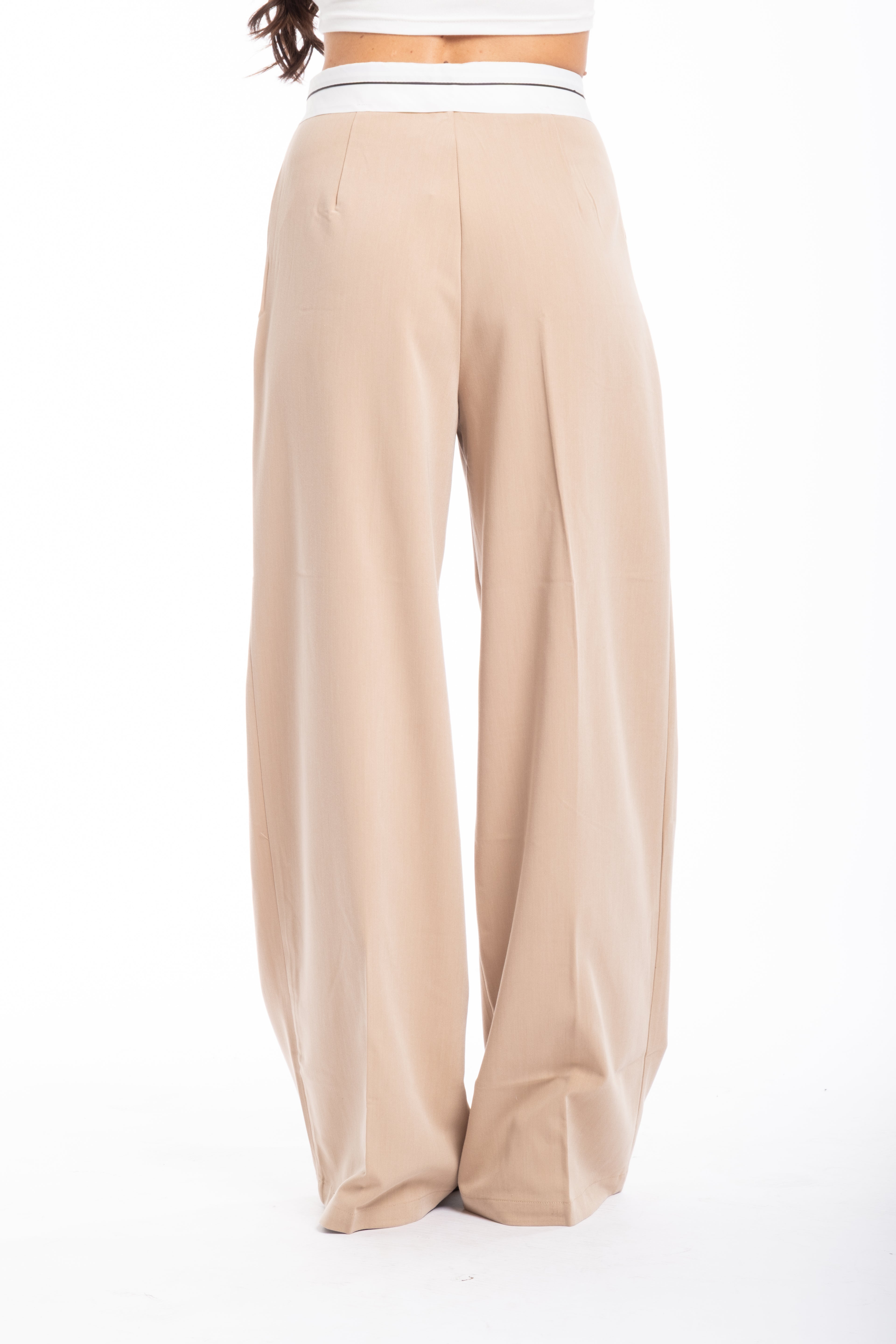 Pantalone risvolto beige