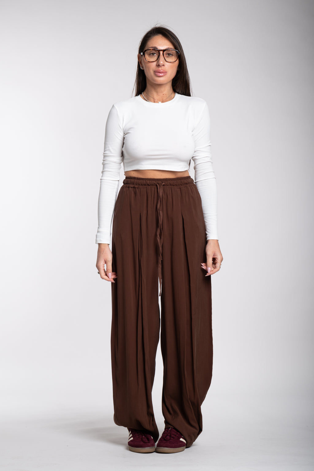 Maglia crop Lumina manica lunga bianca