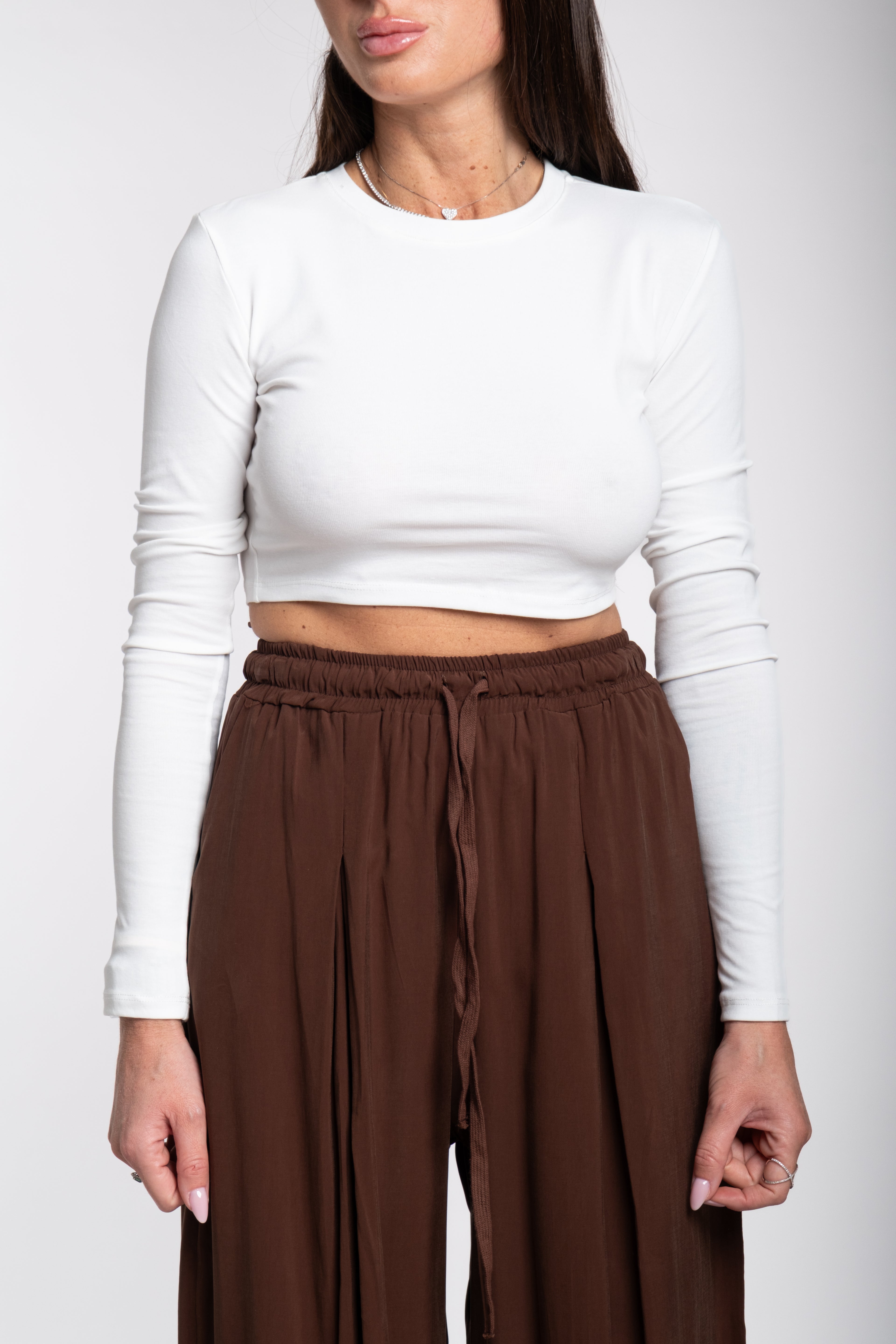 Maglia crop Lumina manica lunga bianca