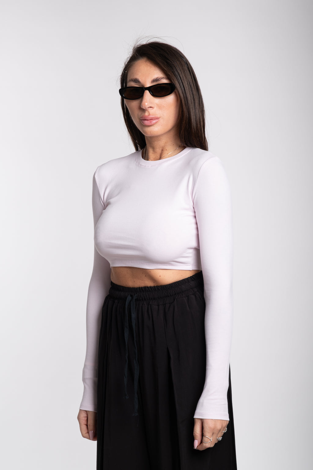 Maglia crop Lumina manica lunga rosa