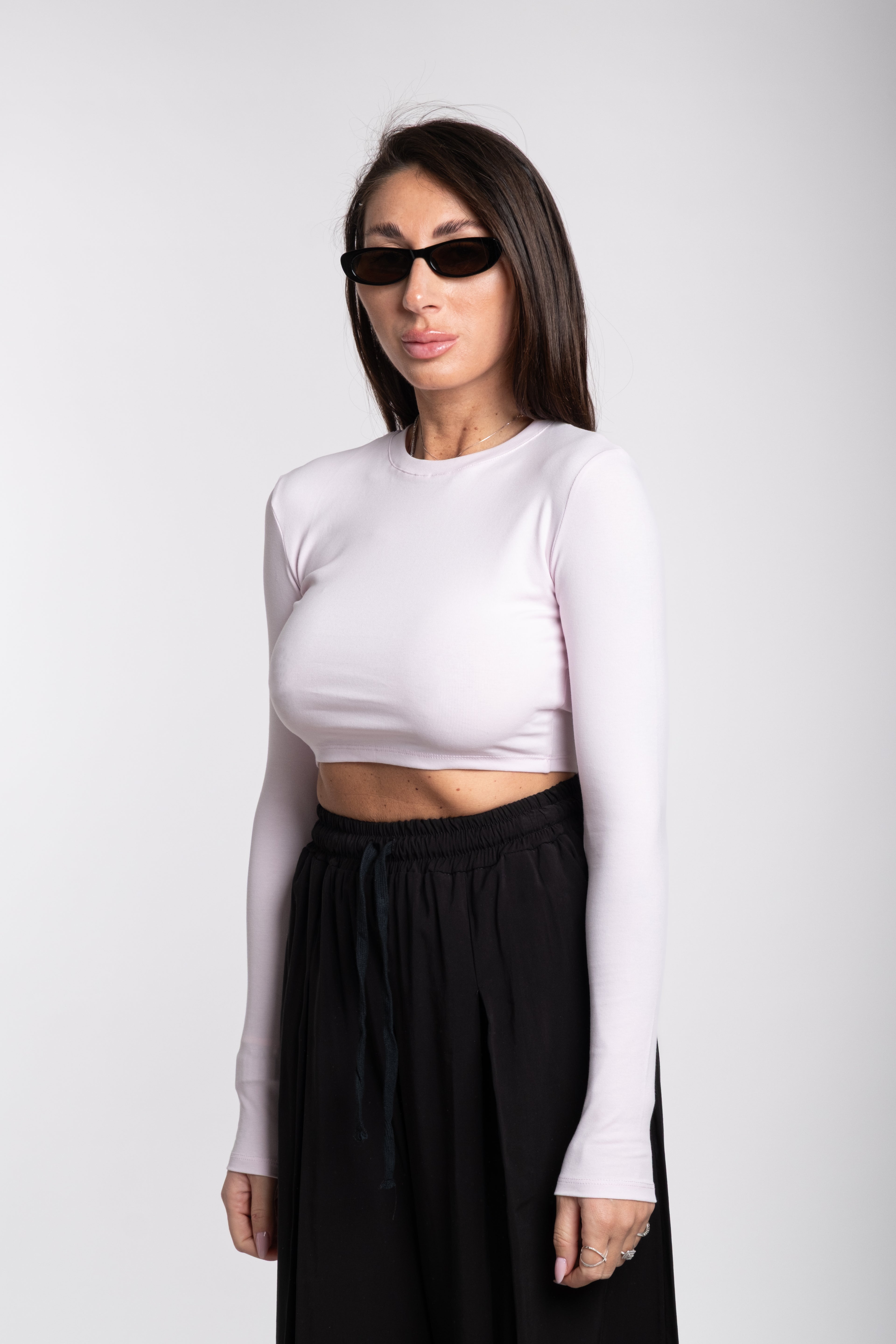 Maglia crop Lumina manica lunga rosa