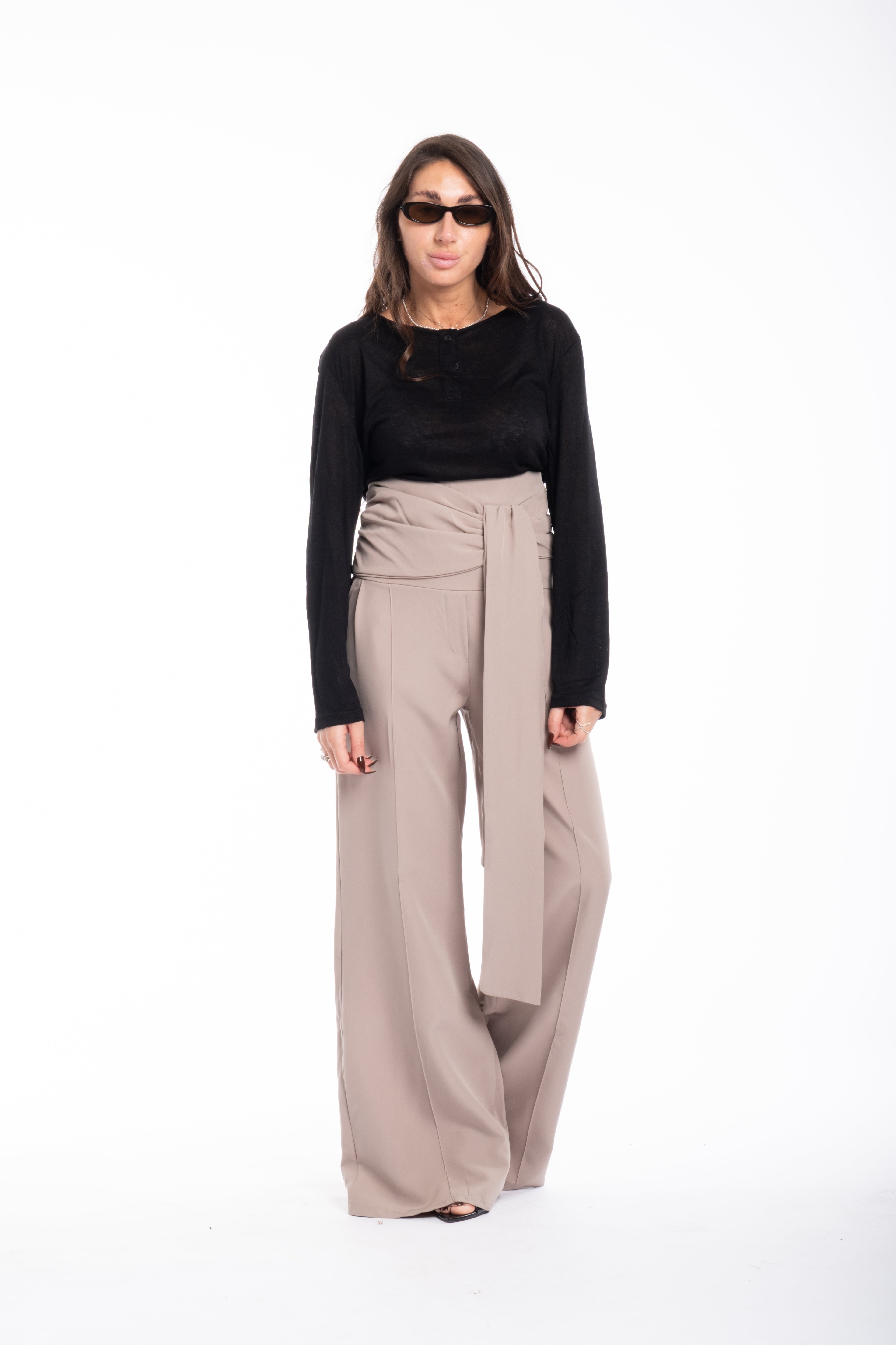 Pantalone elegante fango