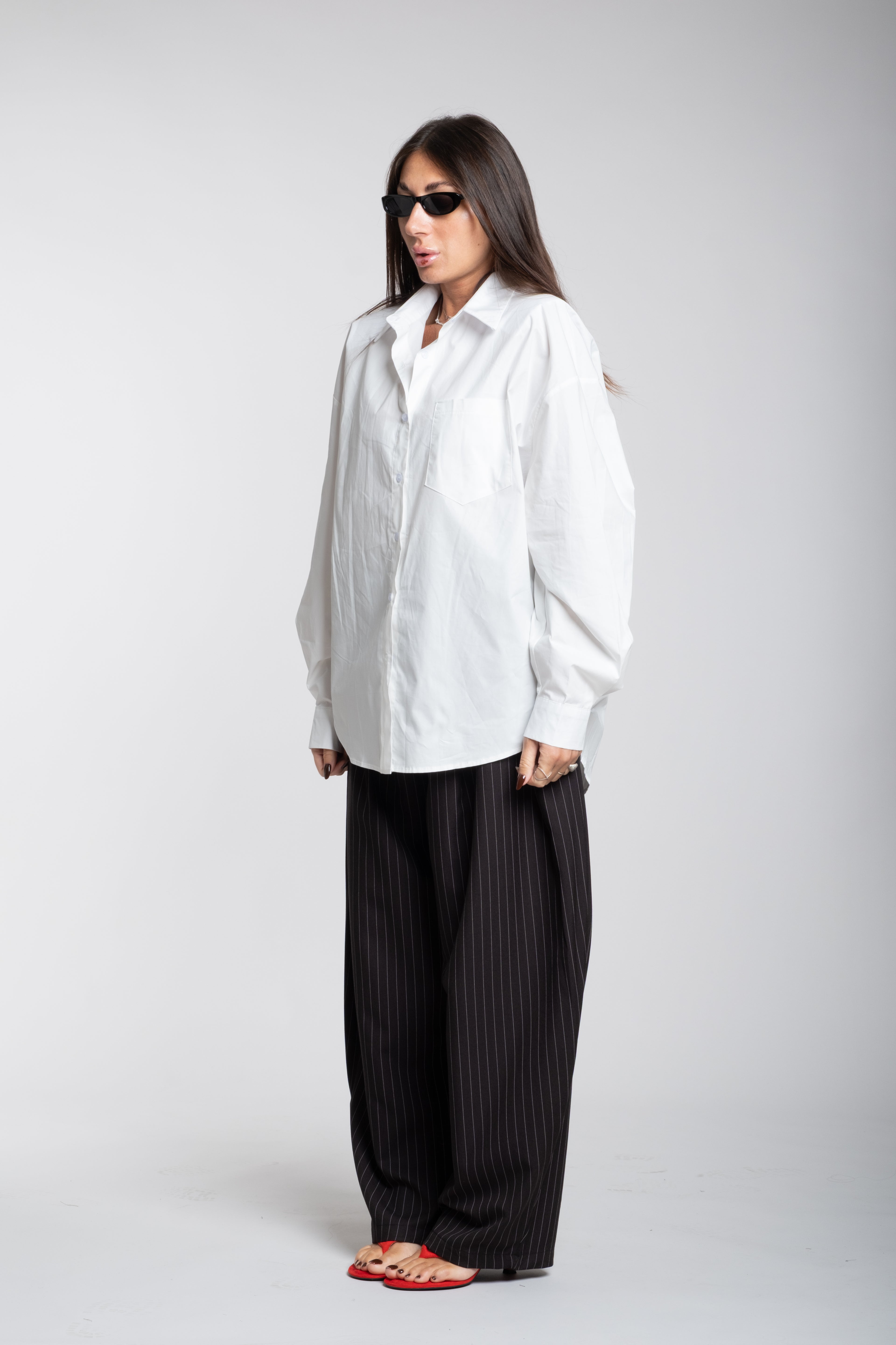 Pantalone gessato nero