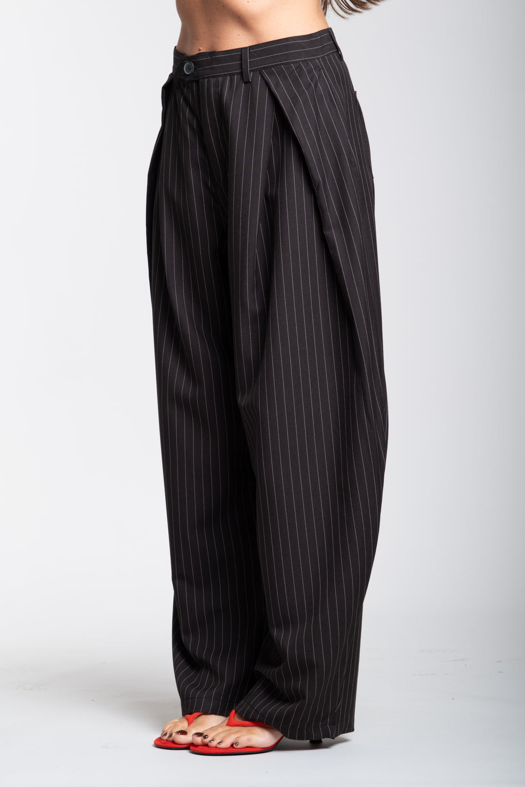 Pantalone gessato nero