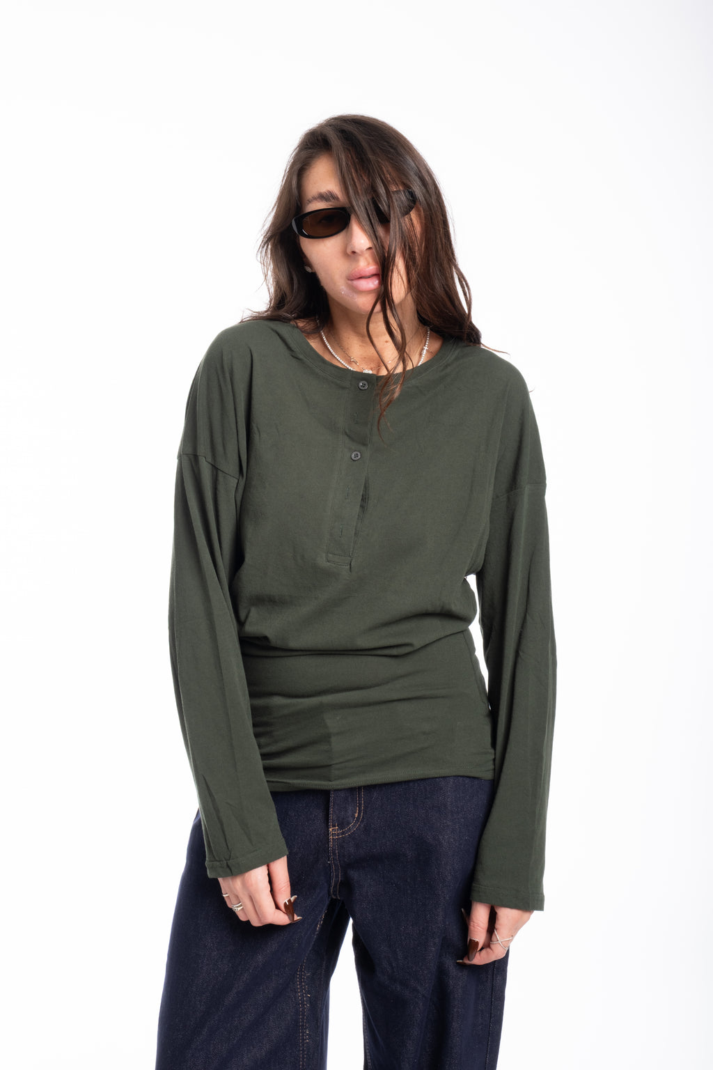 Maglia velo bottoncino verde