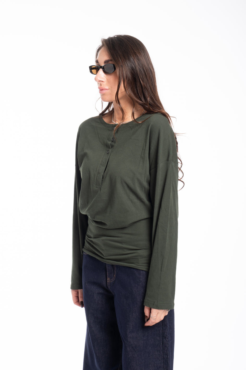 Maglia velo bottoncino verde