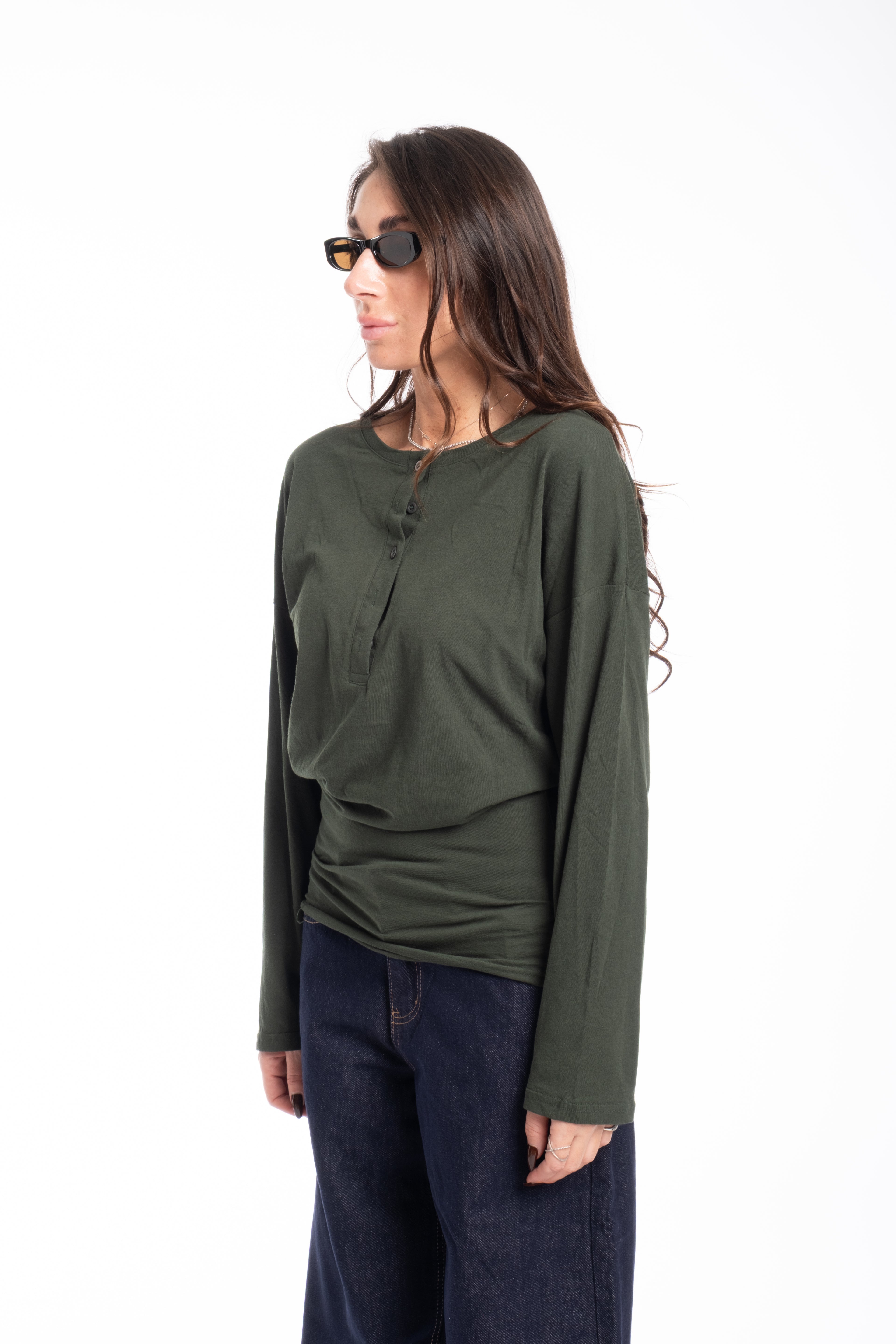 Maglia velo bottoncino verde