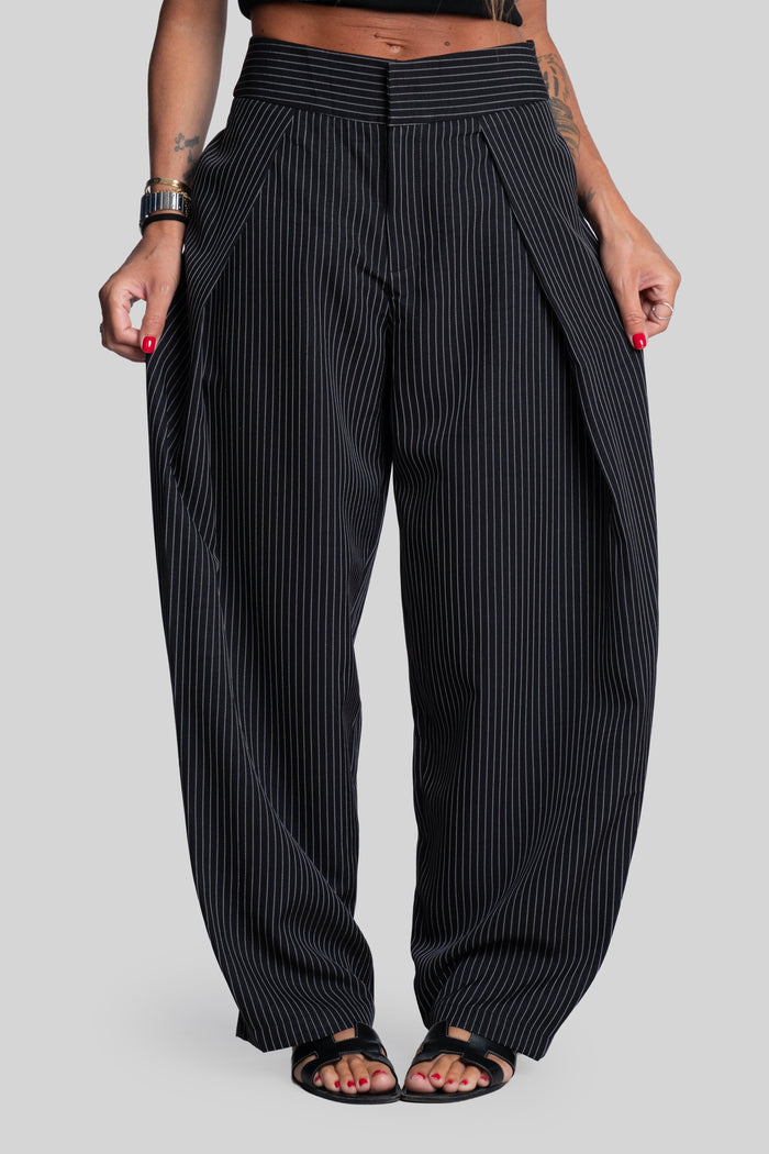Pantalone francese gessato nero