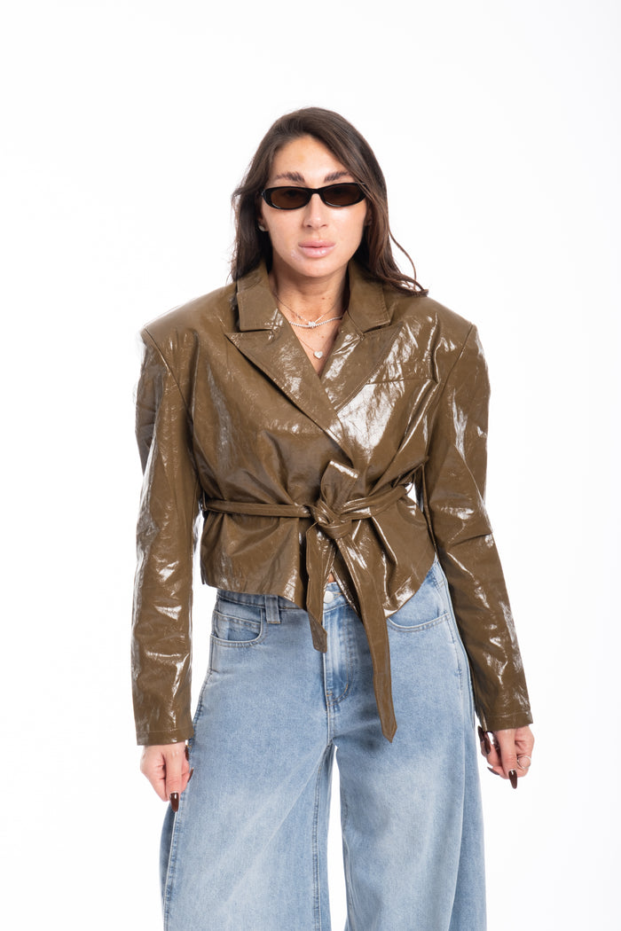 Trench crop vernice verde