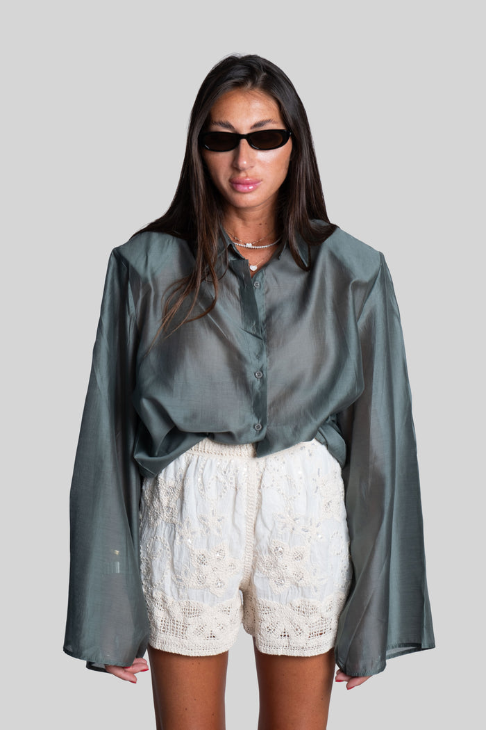 Camicia fiammata spallina verde