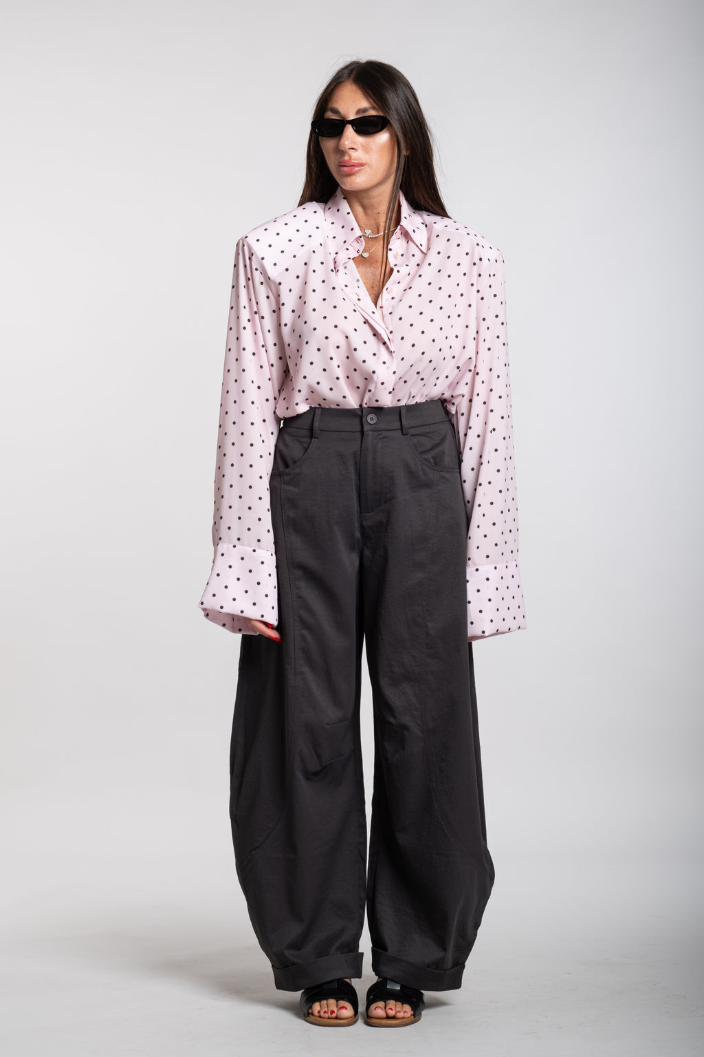 Camicia Oxford pois rosa