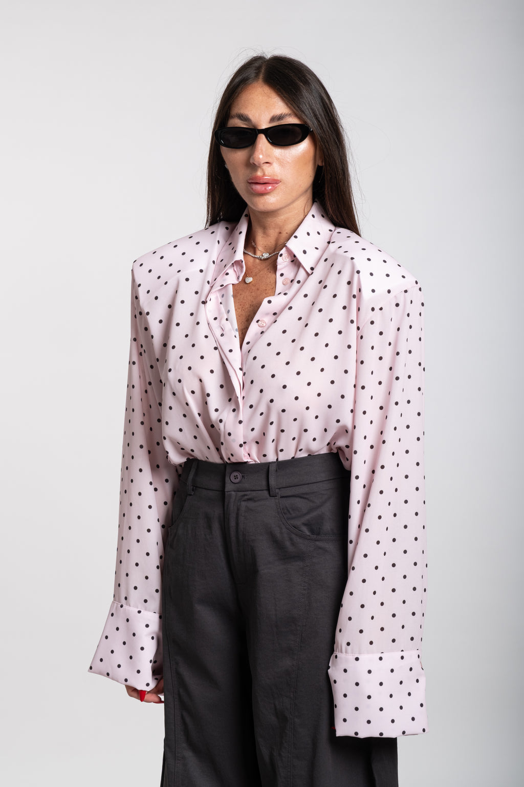 Camicia Oxford pois rosa