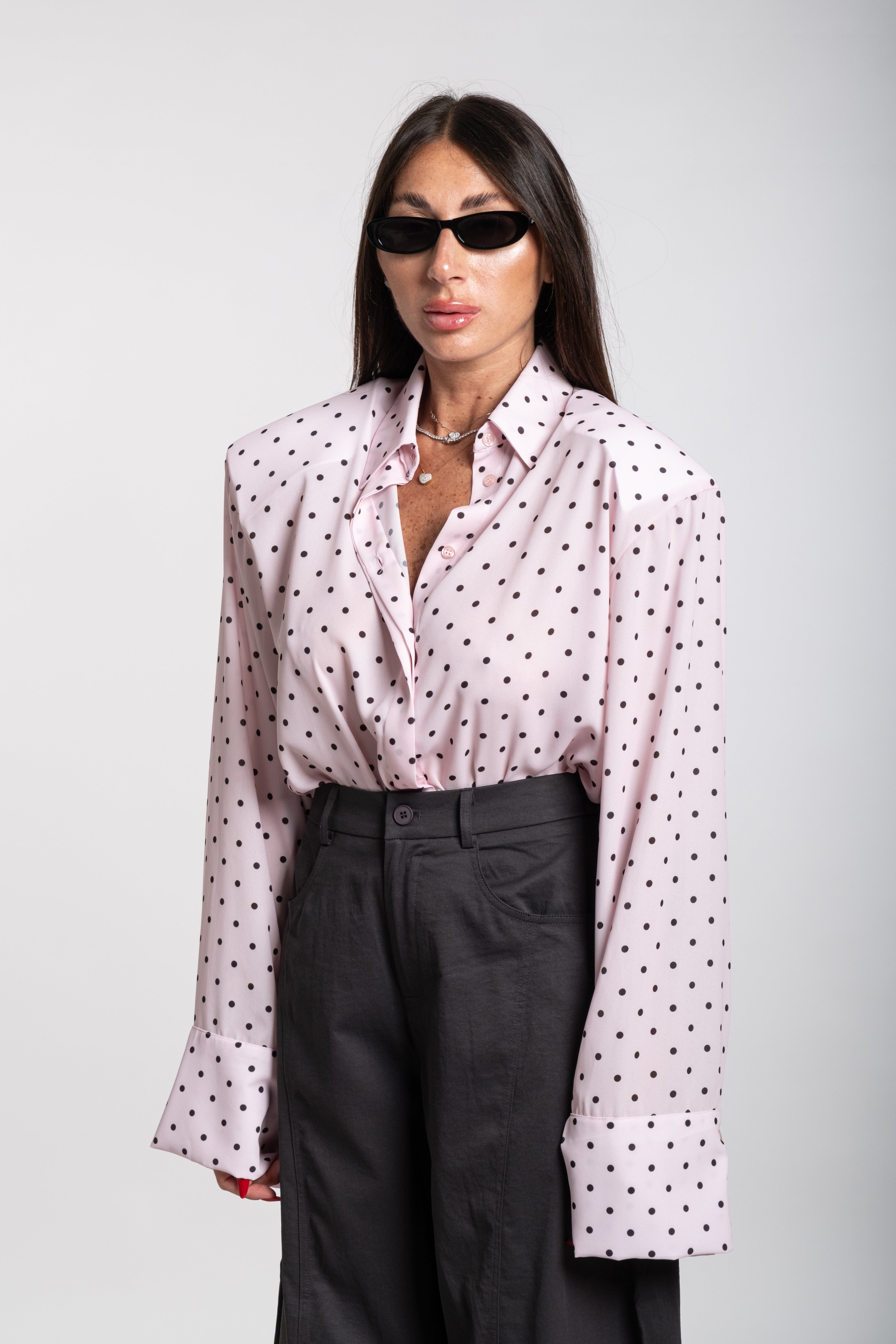 Camicia Oxford pois rosa