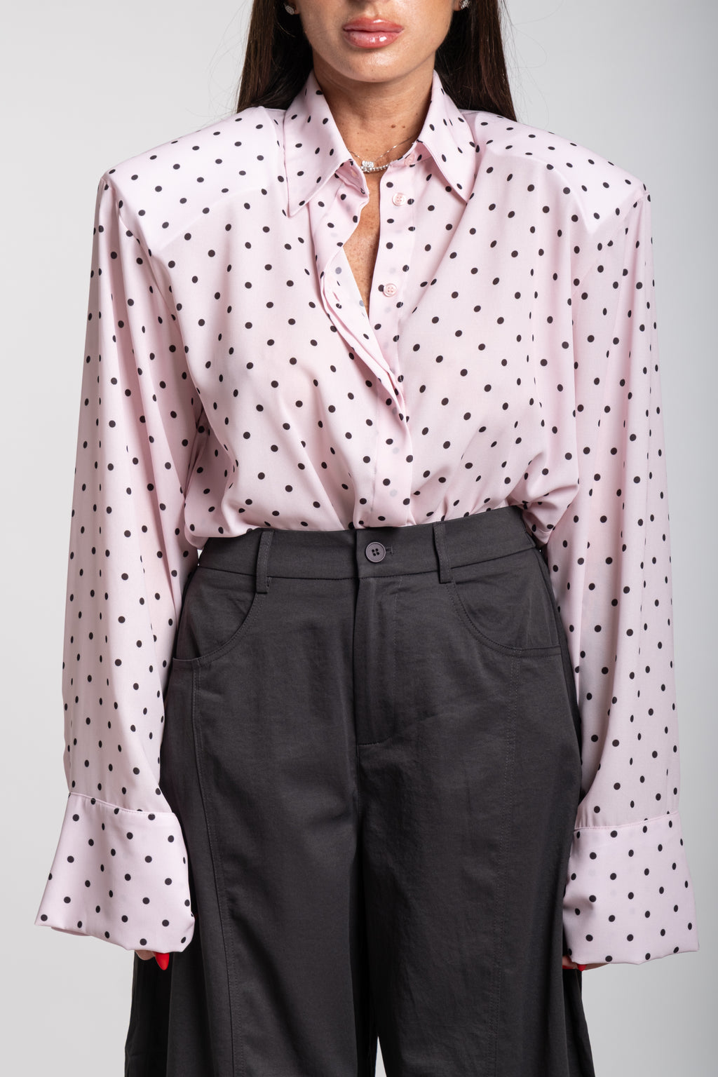 Camicia Oxford pois rosa