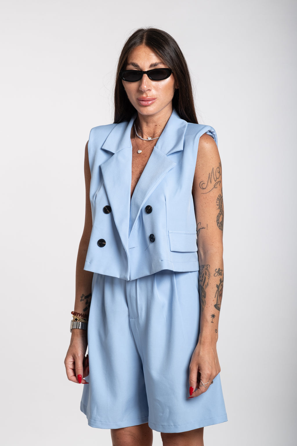 Tailleur Ginevra celeste