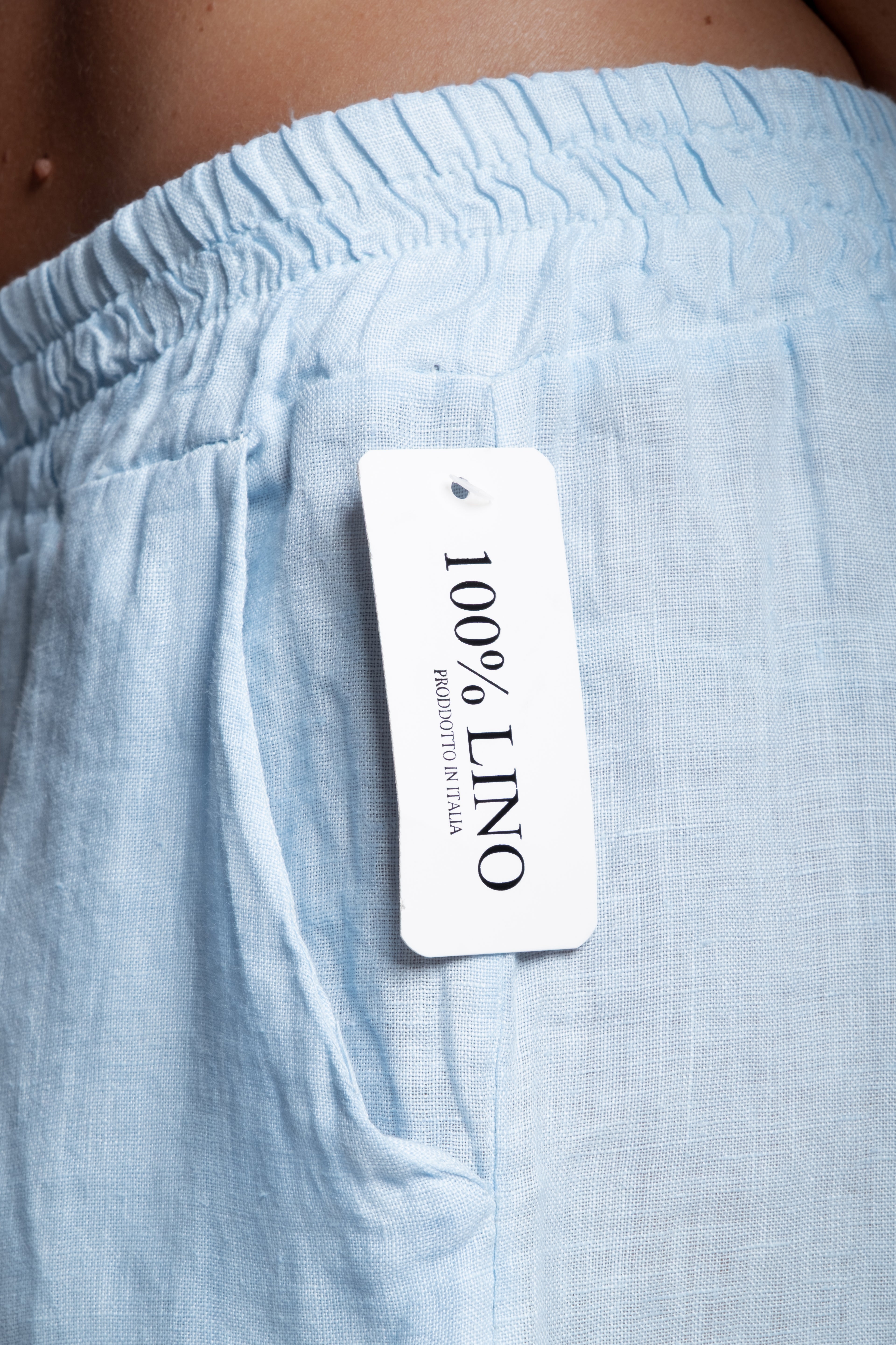 Coordinato 100% lino celeste