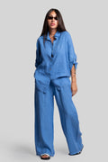 Coordinato 100% lino turchese