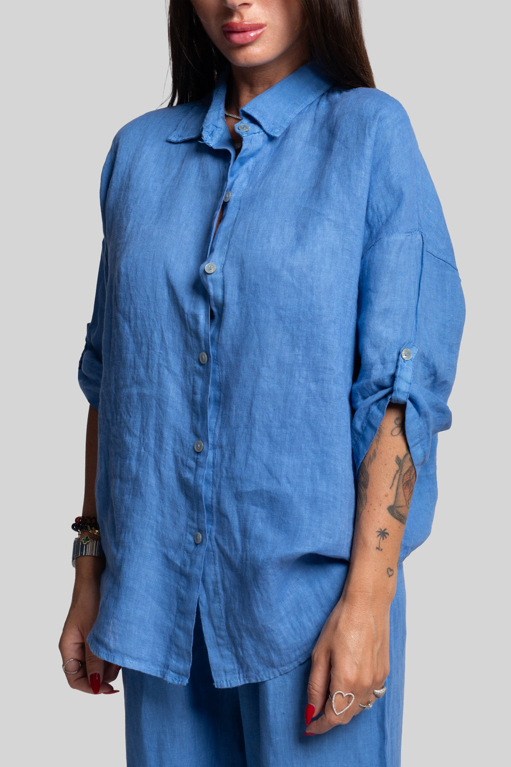Coordinato 100% lino turchese