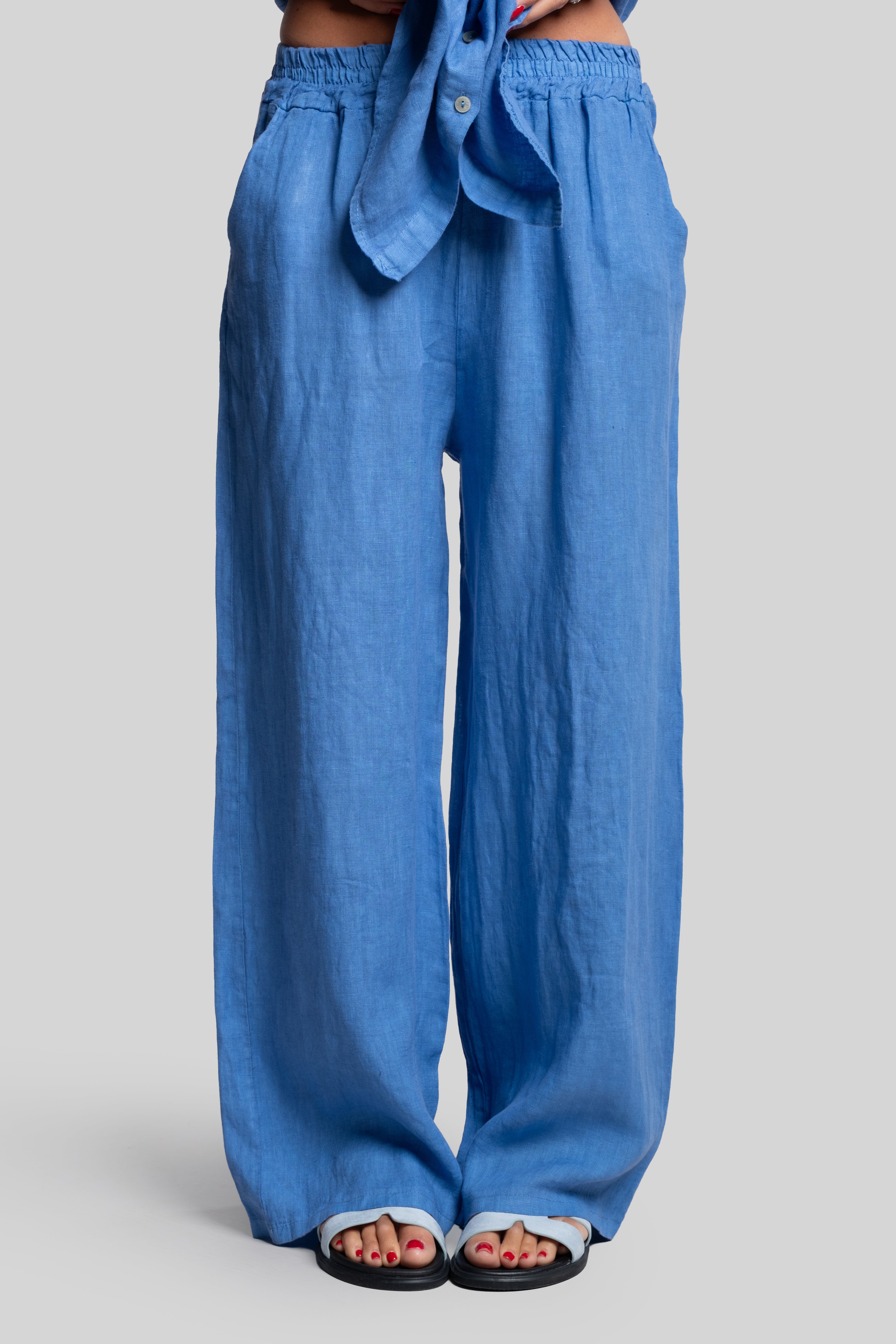 Coordinato 100% lino turchese