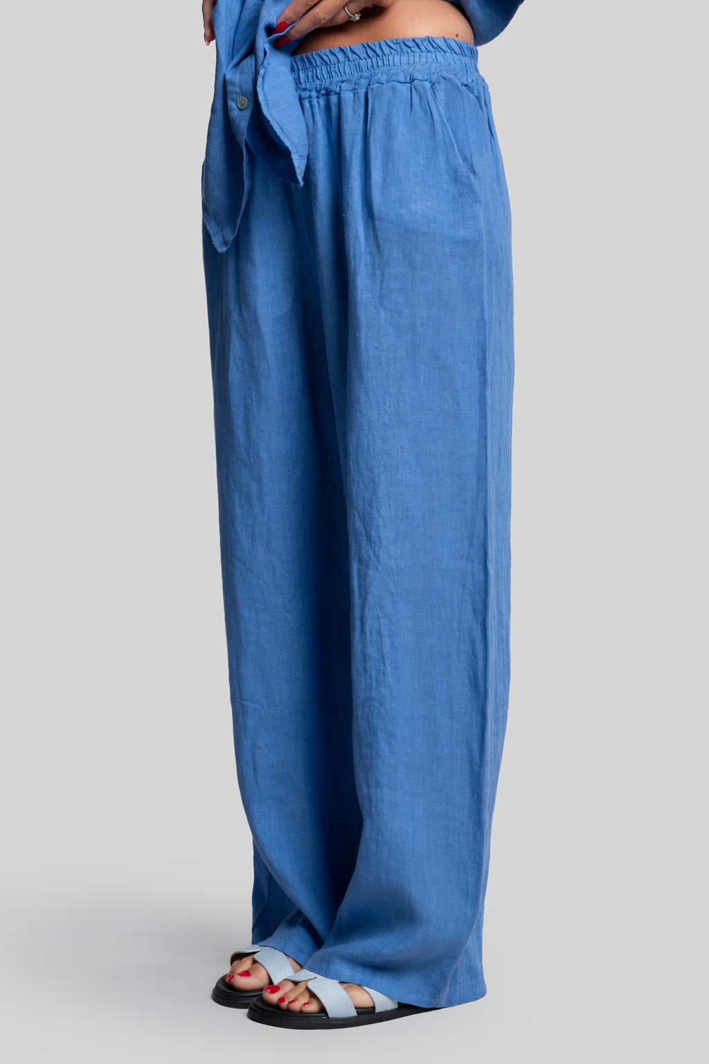 Coordinato 100% lino turchese