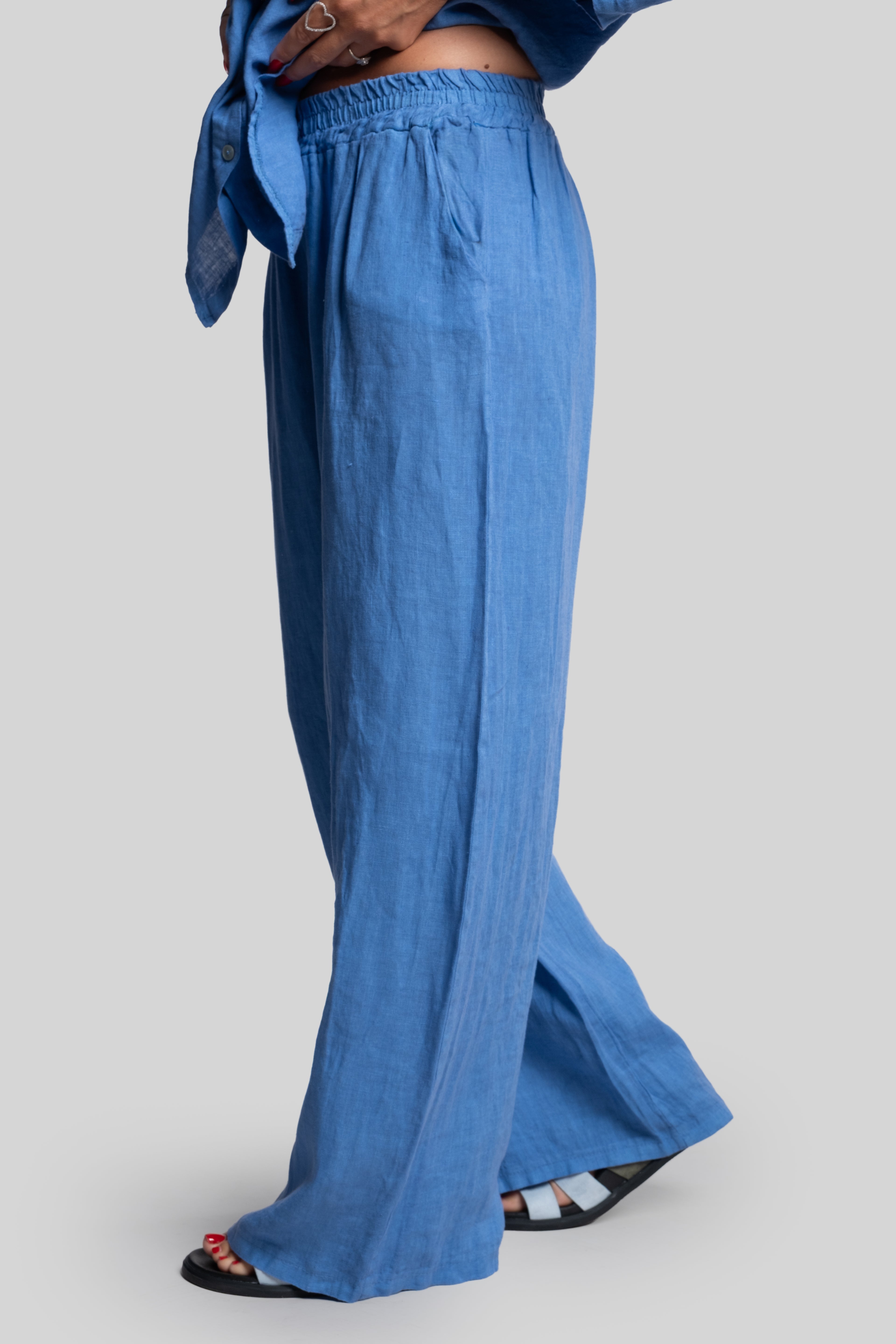 Coordinato 100% lino turchese