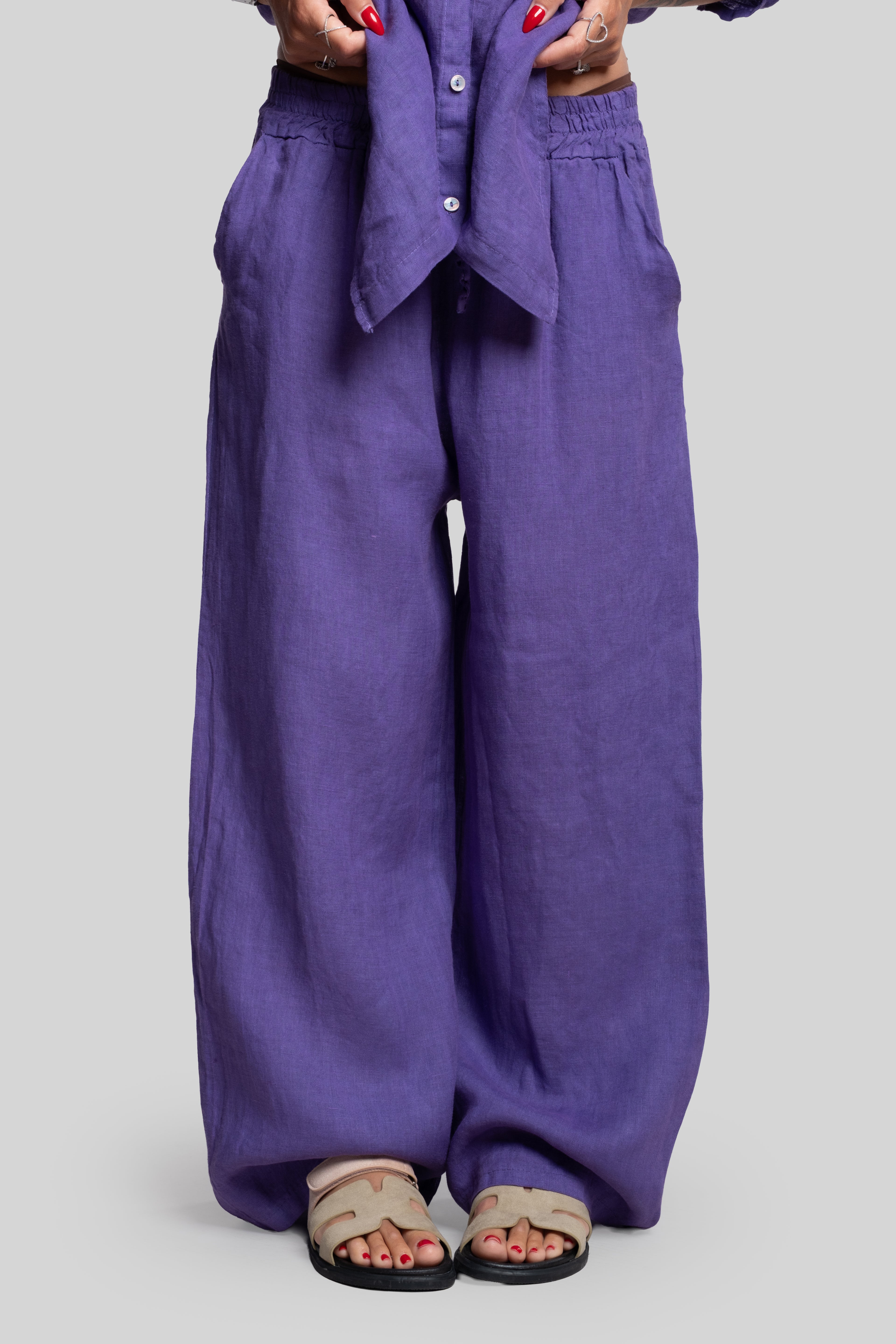 Coordinato 100% lino viola