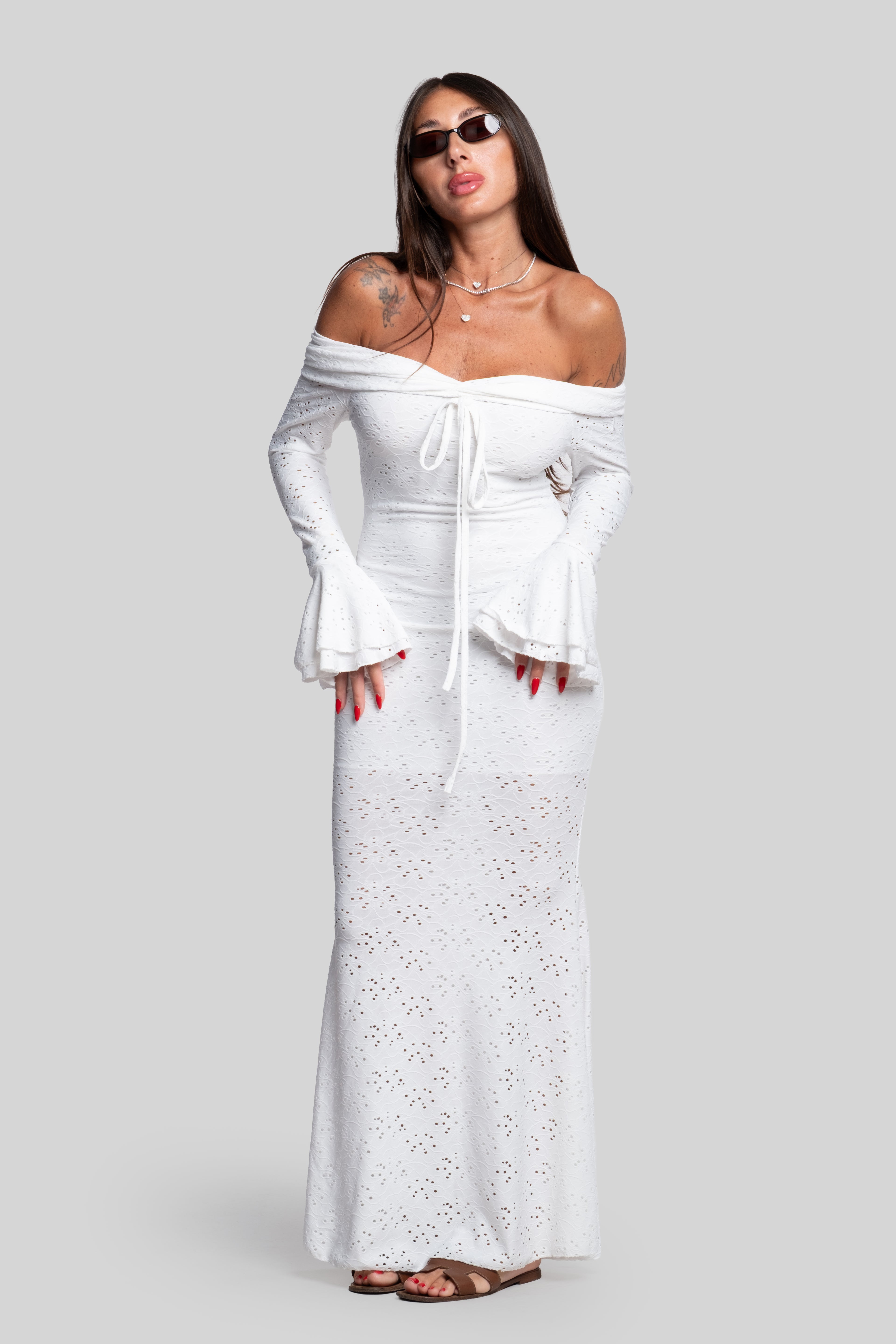 Abito myk pizzo bianco