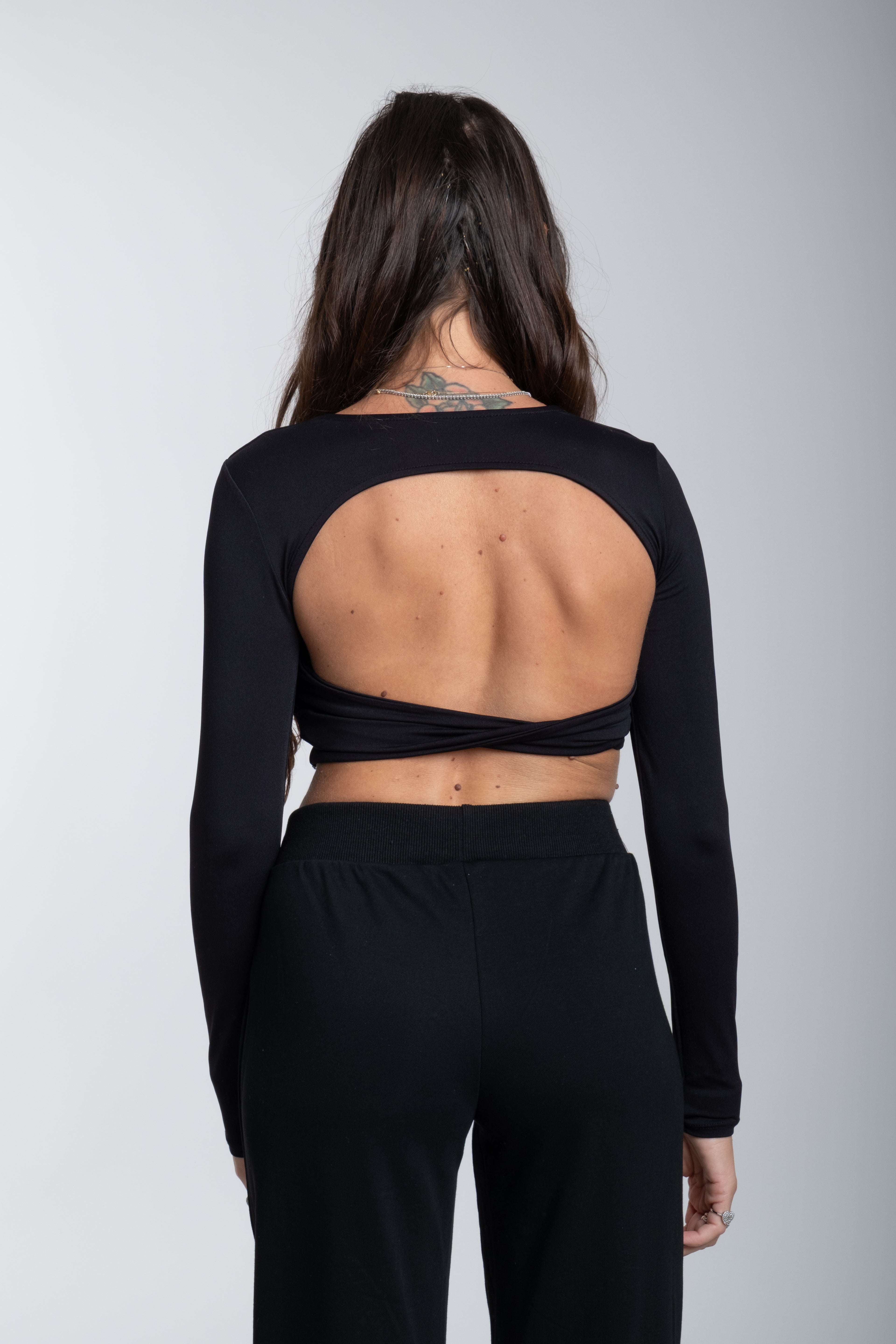 Top incrocio nero