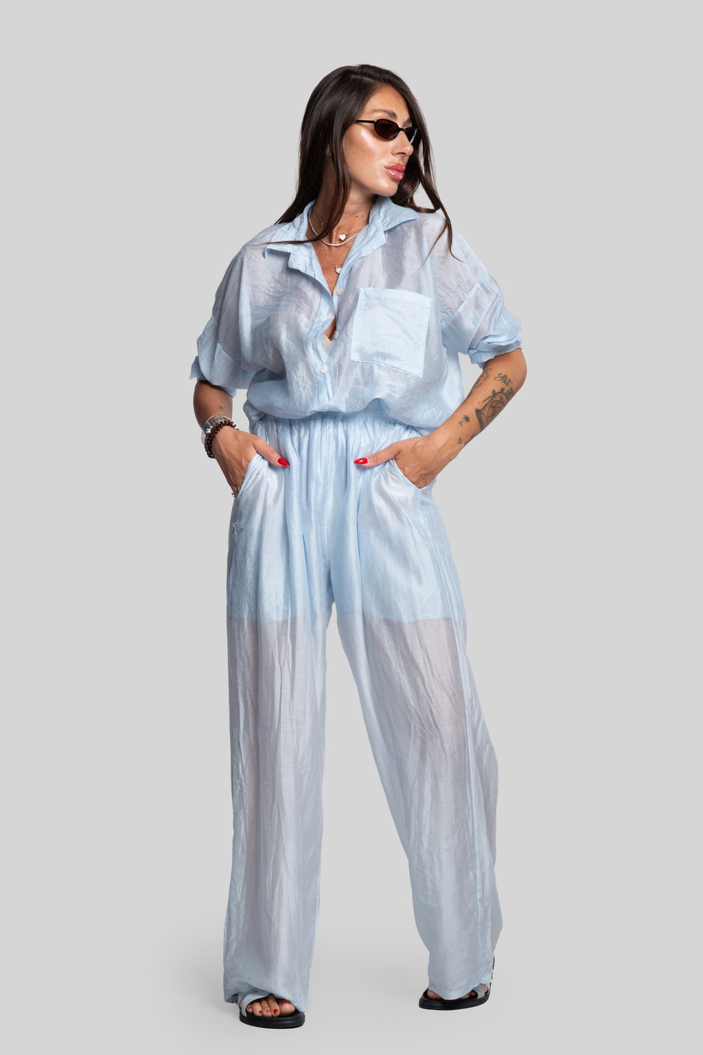 Coordinato fiammato celeste